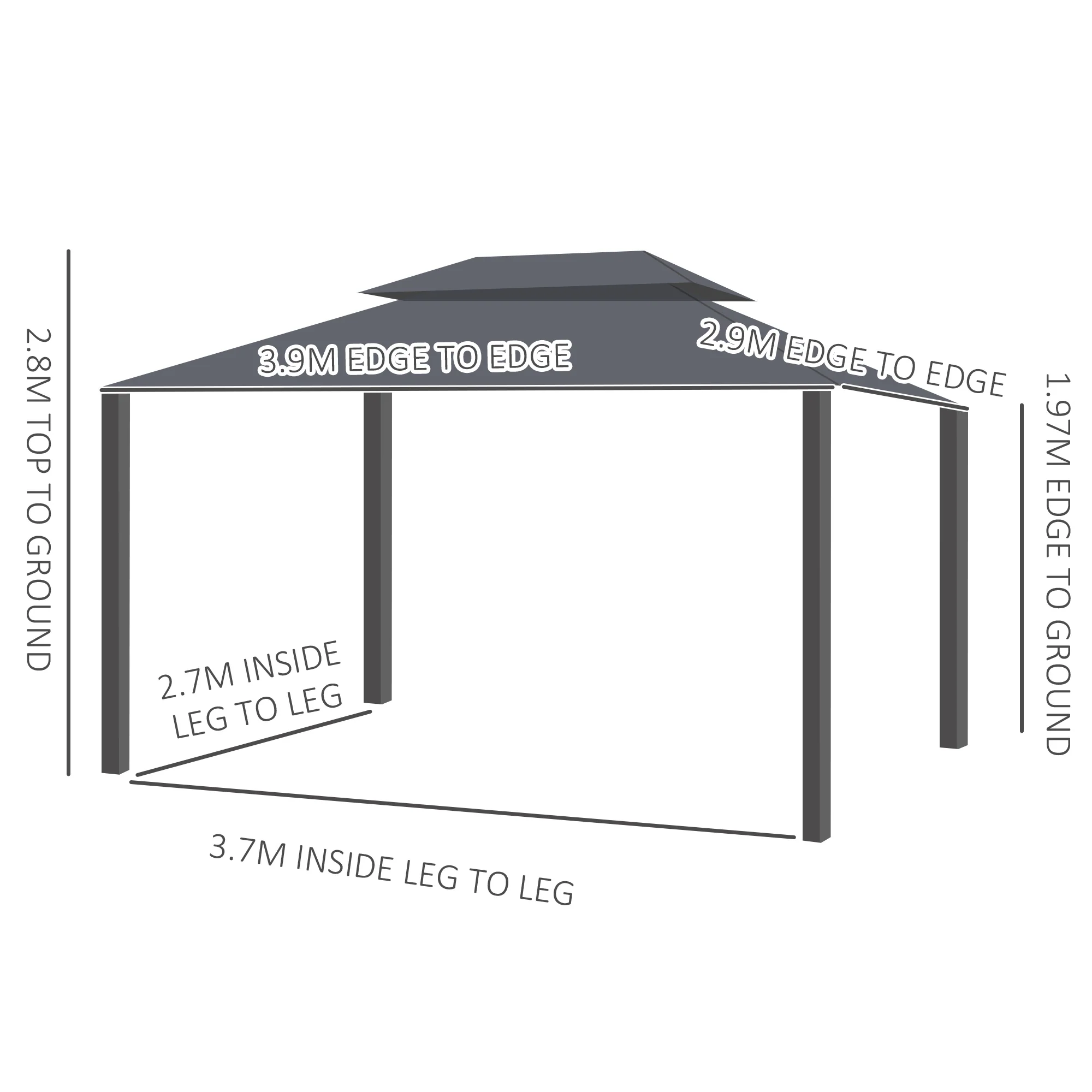 Outsunny 3x4m 2-Tier Gazebo Aluminium Garden Marquee Party Tent Black - Image 5