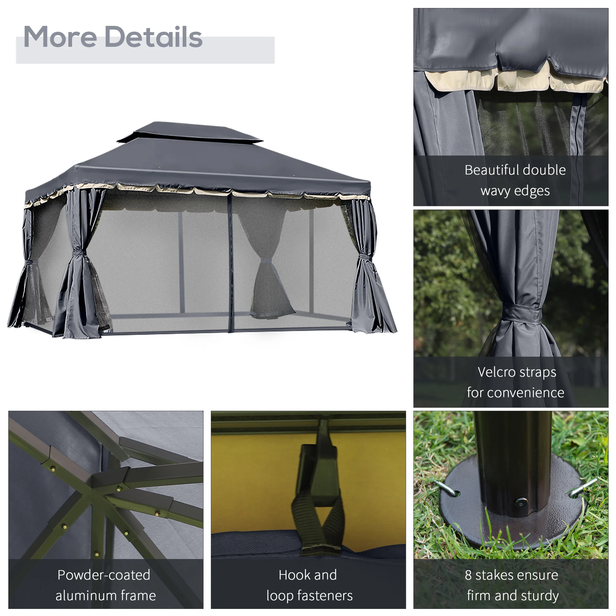 Outsunny 3x4m 2-Tier Gazebo Aluminium Garden Marquee Party Tent Black - Image 6