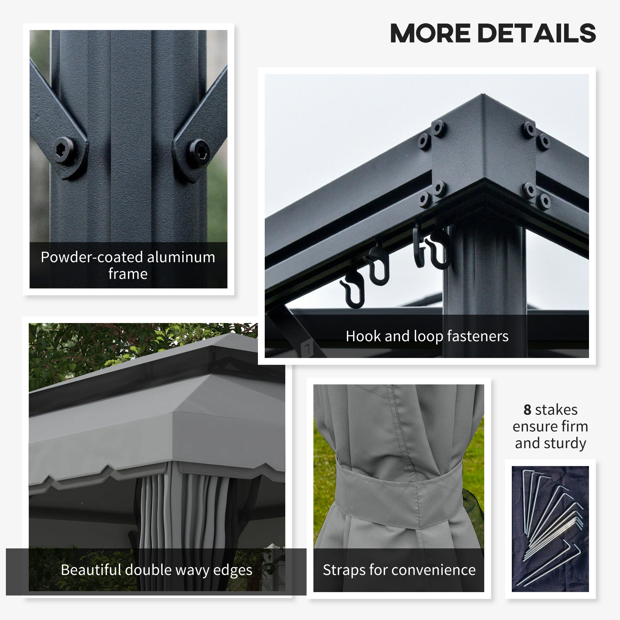 Outsunny 3x4m 2-Tier Gazebo Aluminium Garden Marquee Party Tent Light Grey - Image 15