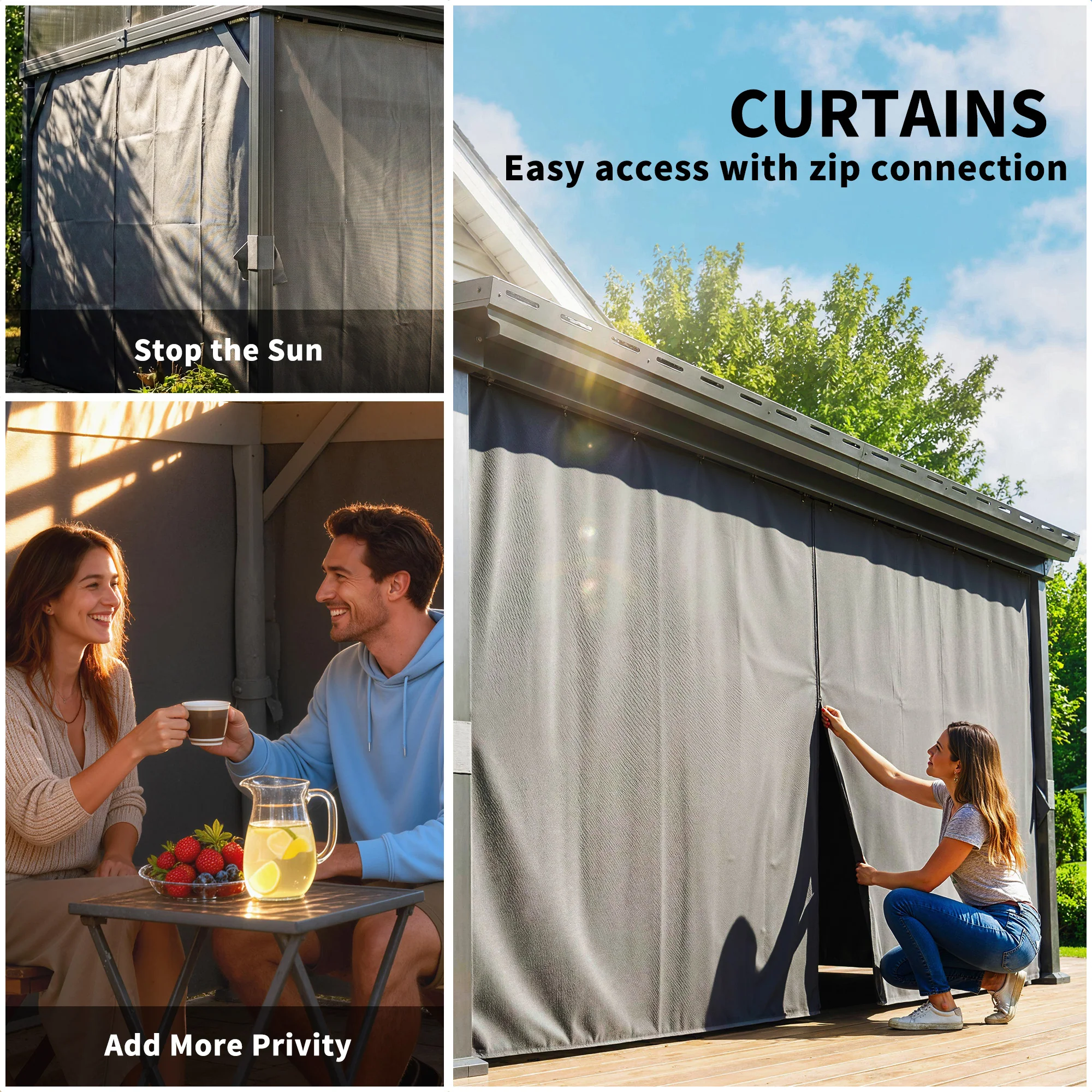 Outsunny 4.3 X 3 M Garden Pergola With Netting Curtains, Lean To Pergola - Image 6