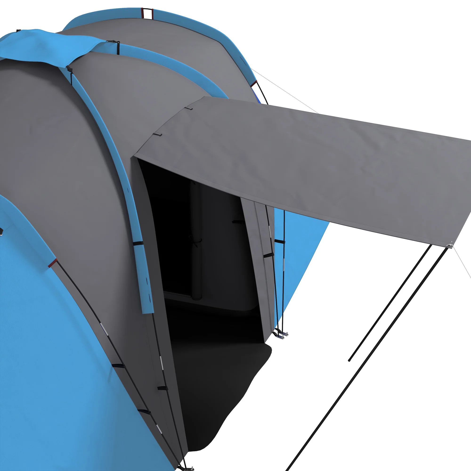 Outsunny 4-6 Man Camping Tent With 2 Bedroom And Living Area, Grey And Orange - Image 8