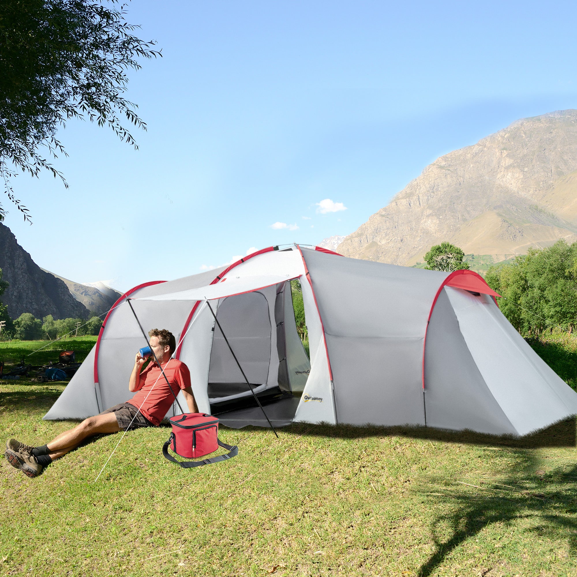 Outsunny 4-6 Person Camping Tent With 2 Bedroom, Living Area And Vestibule - Image 2