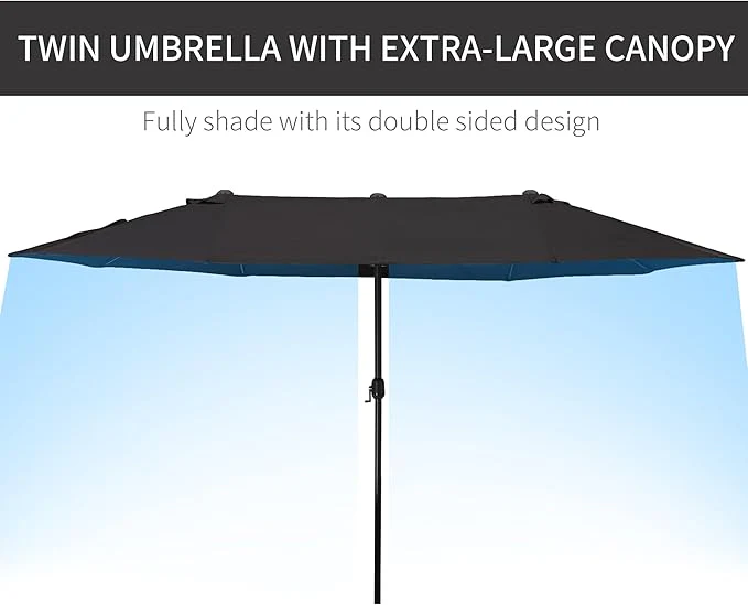 Outsunny 4.6M Garden Patio Umbrella Canopy Parasol Sun Shade w/o Base Black - Image 5