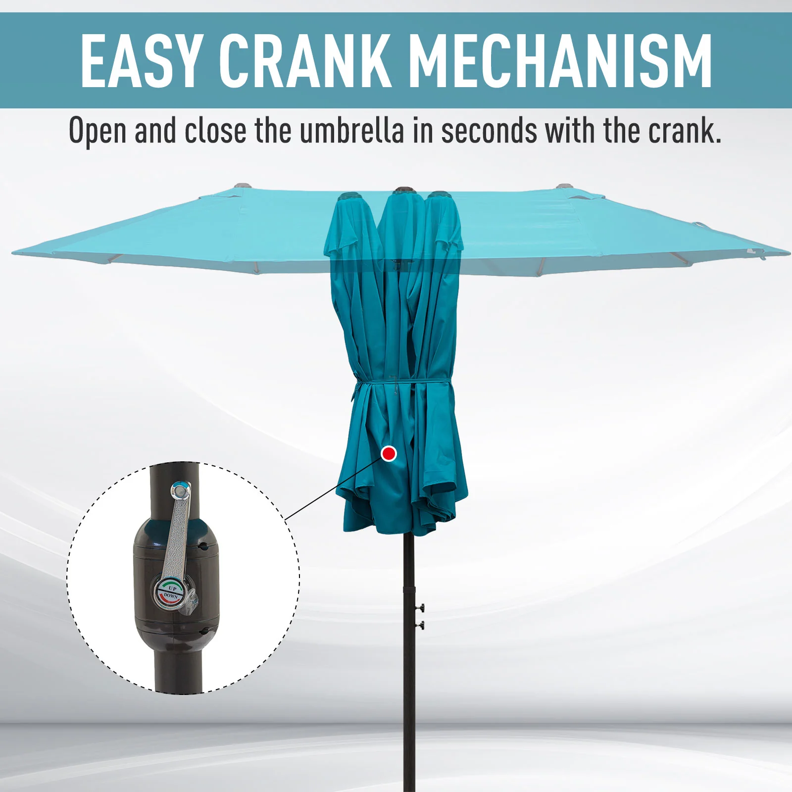 Outsunny 4.6M Garden Patio Umbrella Canopy Parasol Sun Shade W/o Base Blue - Image 4