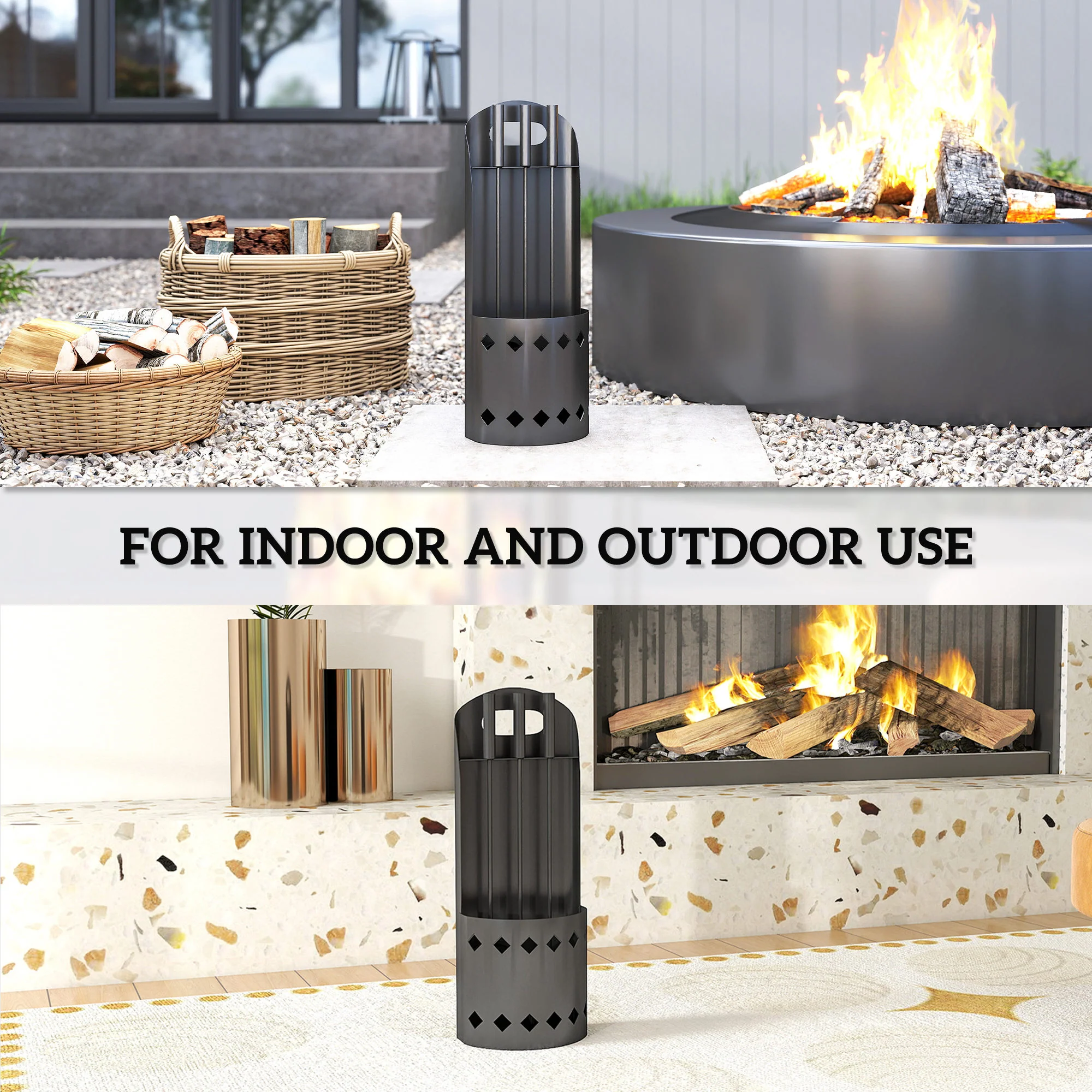 Outsunny 4 PCS Fireplace Companion Set, Metal Fireside Companion Set, Black - Image 6