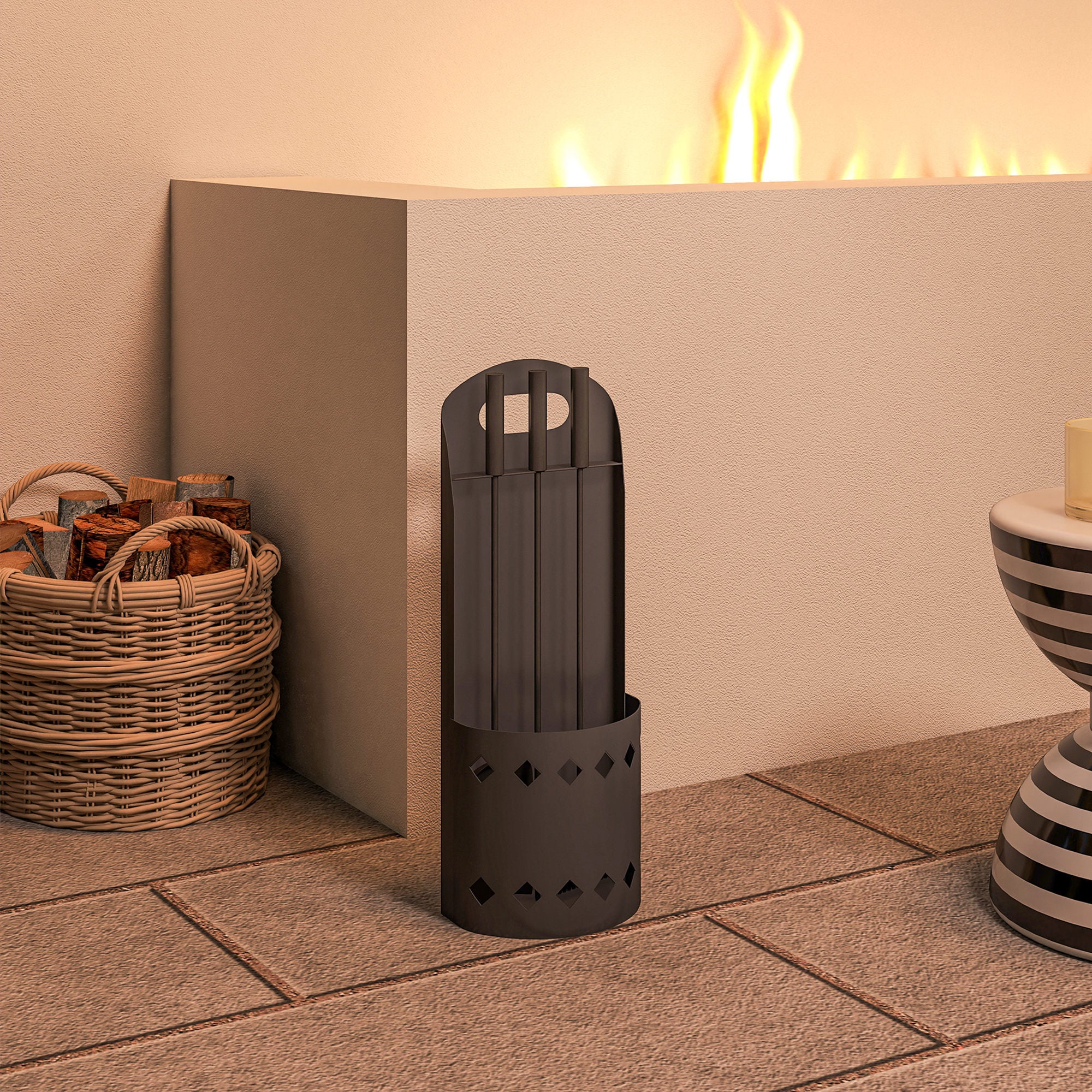 Outsunny 4 PCS Fireplace Companion Set, Metal Fireside Companion Set, Black - Image 8