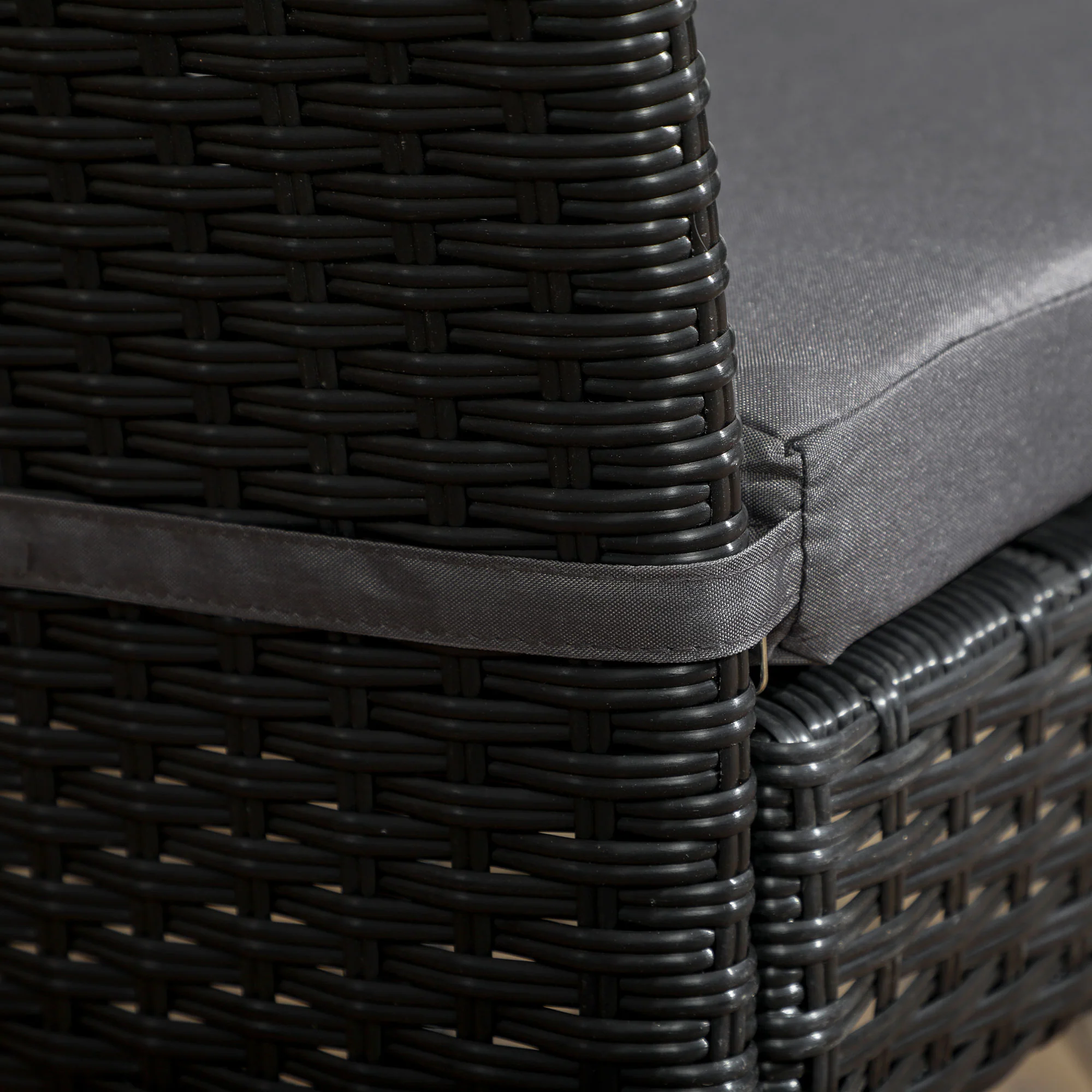 Outsunny 4 PCs Rattan Garden Chairs With Cushion, Wicker Dining Chairs - Black/Brown - Image 15