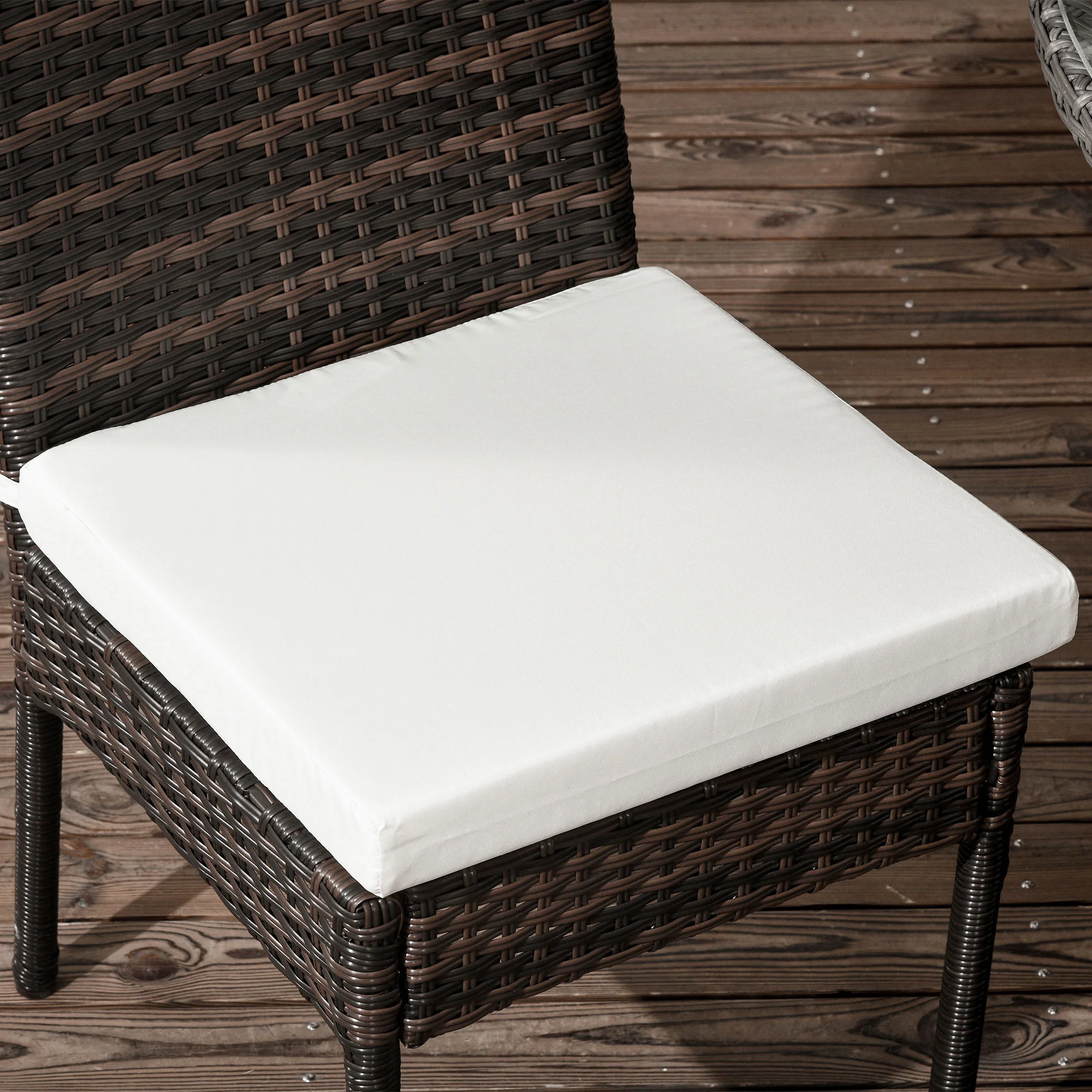 Outsunny 4 PCs Rattan Garden Chairs With Cushion, Wicker Dining Chairs - Black/Brown - Image 7