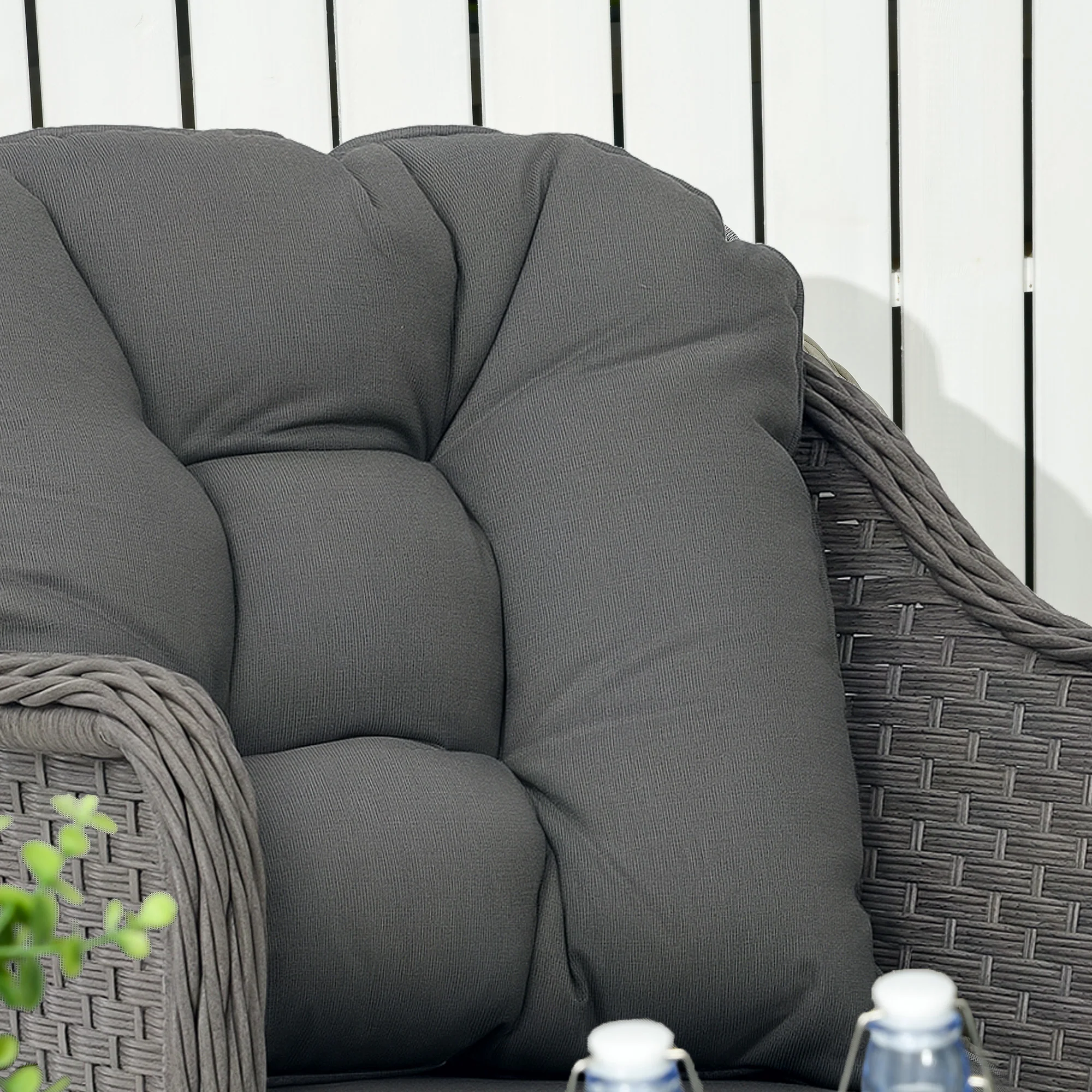 Outsunny 4 PCS Rattan Garden Furniture, Padded Cushions Conversation Sofa Set - Image 8