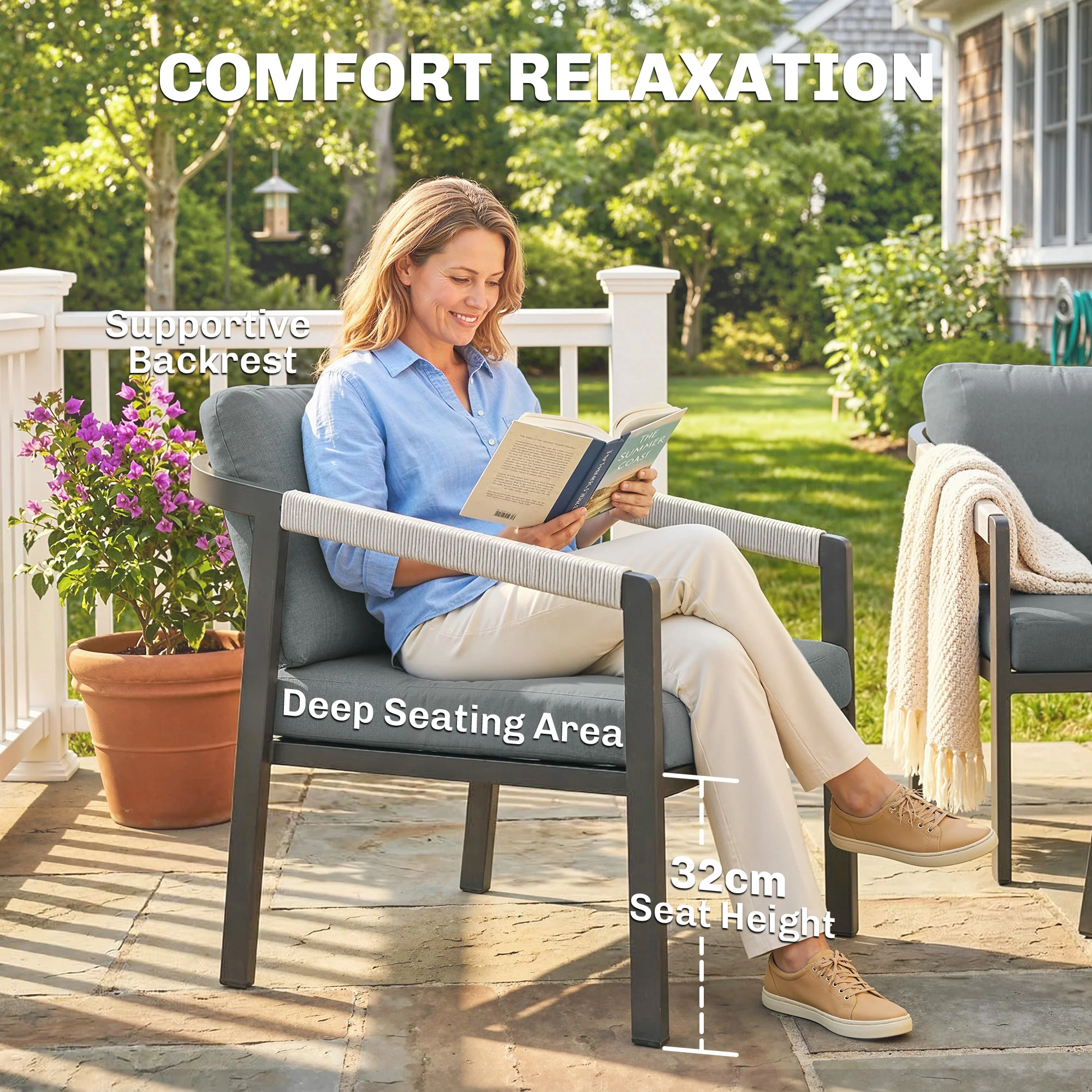 Outsunny 4 Seater Aluminium Garden Furniture Set, Outdoor Patio Furniture - Image 8