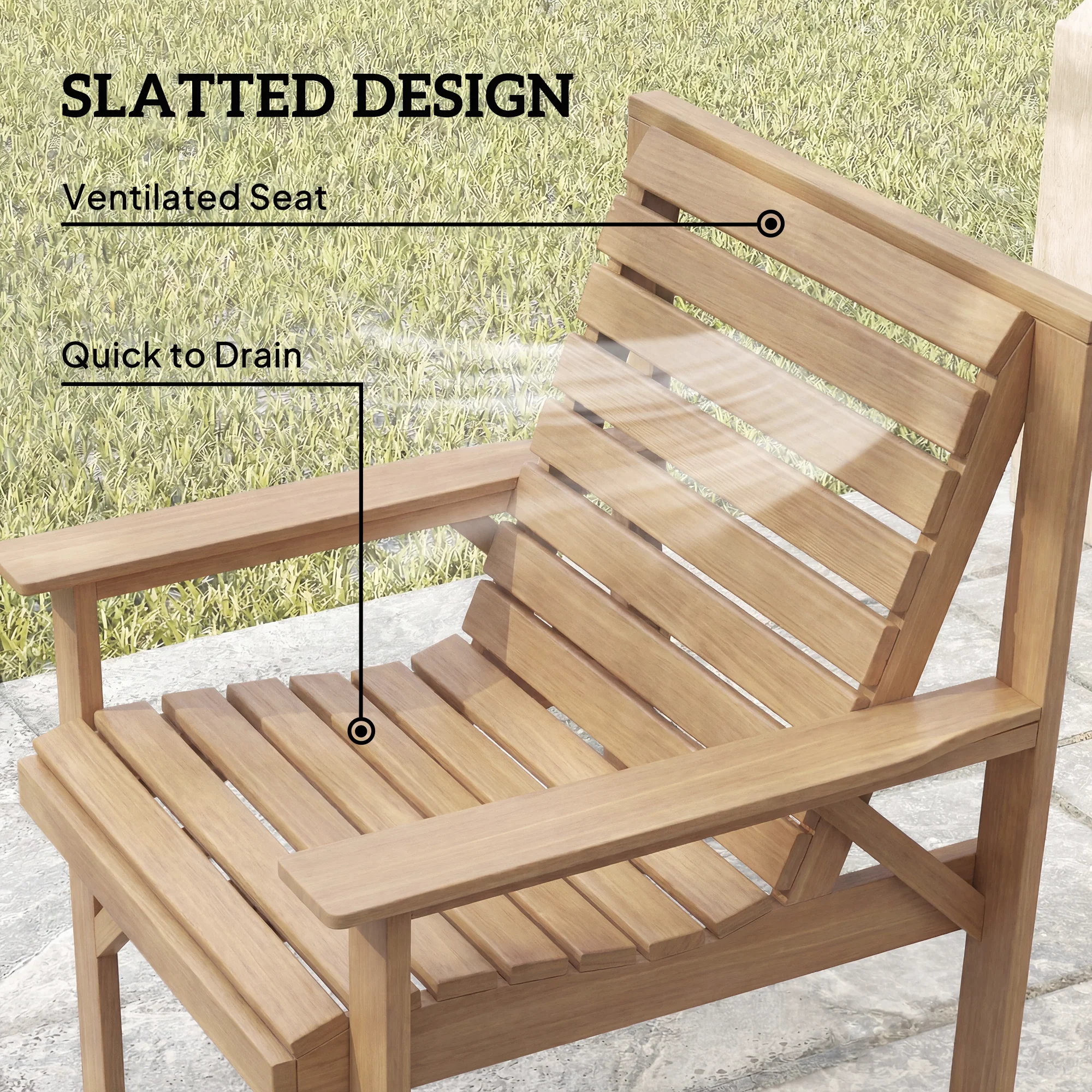 Outsunny 4 Seater Garden Furniture Sofa Set with Curved Seat, Natural Wood - Image 7