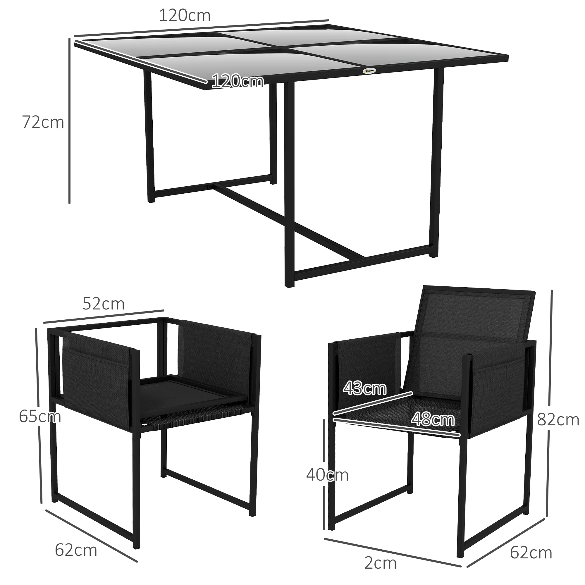 Outsunny 4 Seater Outdoor Table and Chairs with Adjustable Backrest for Garden - Image 5