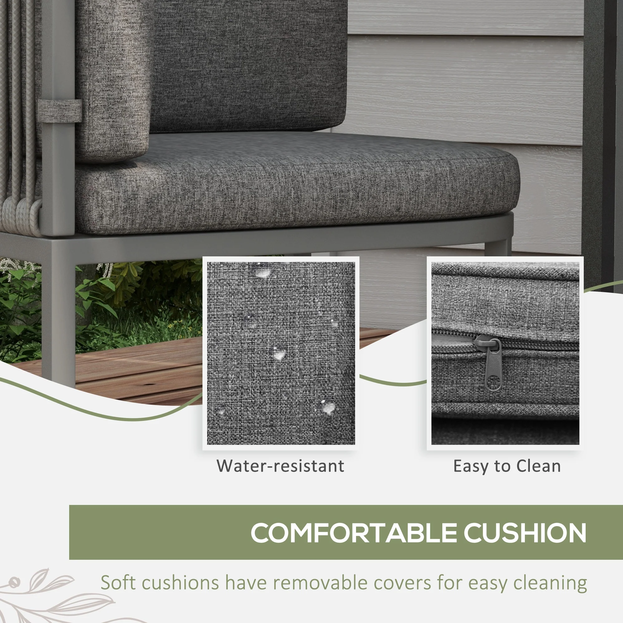 Outsunny 4 Seater Rattan Dining Set with Cushions Cube Garden Furniture Set - Image 4