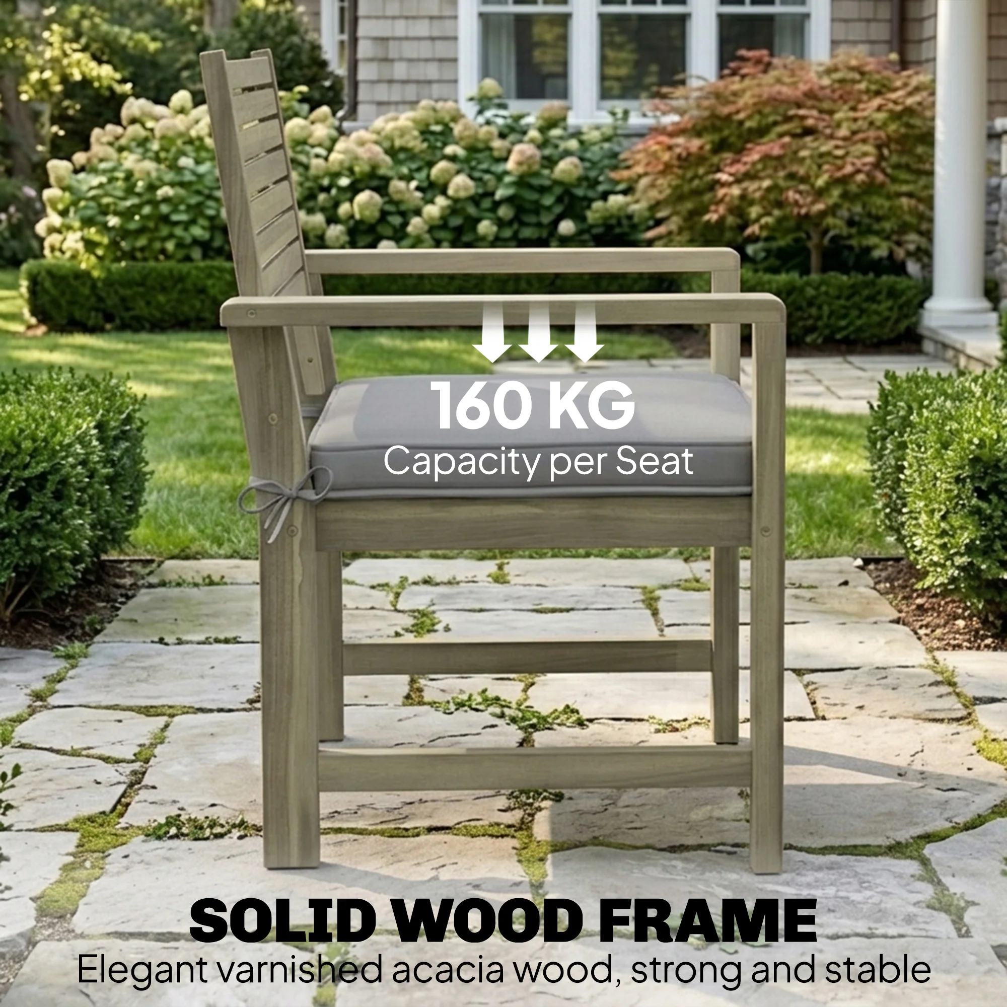 Outsunny 4 Seater Wooden Garden Furniture Set with Loveseat, Chairs, Table - Image 4