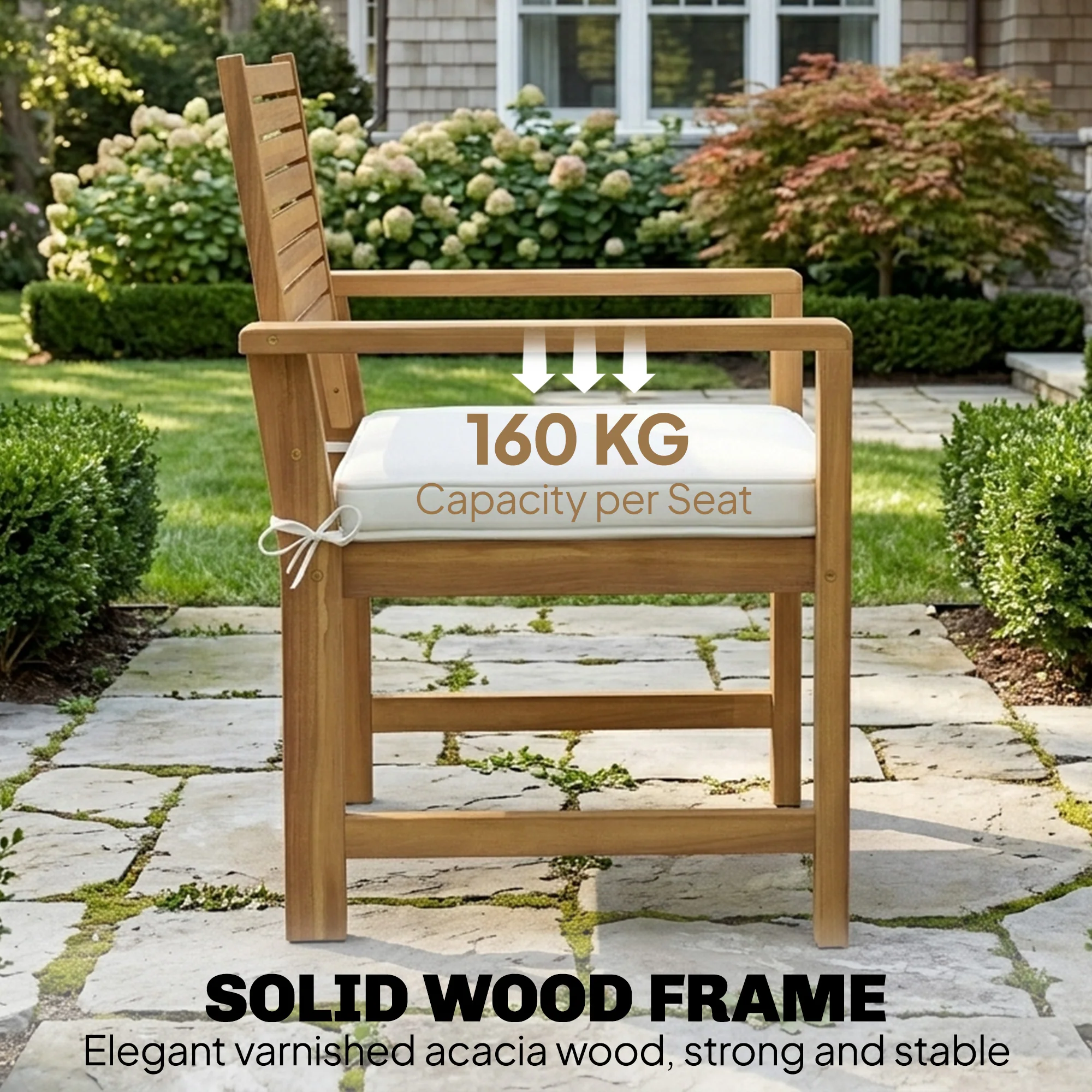 Outsunny 4 Seater Wooden Garden Furniture Set with Loveseat, Chairs, Table - Image 4