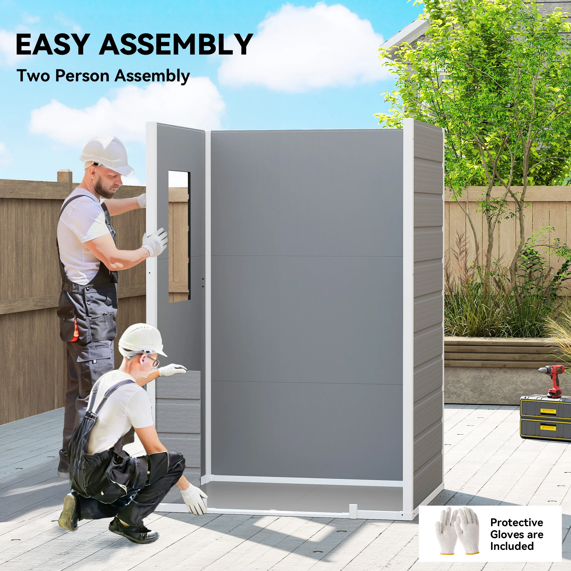 Outsunny 4 X 3 Ft Plastic Small Garden Shed With Lockable Door, Light Grey - Image 7