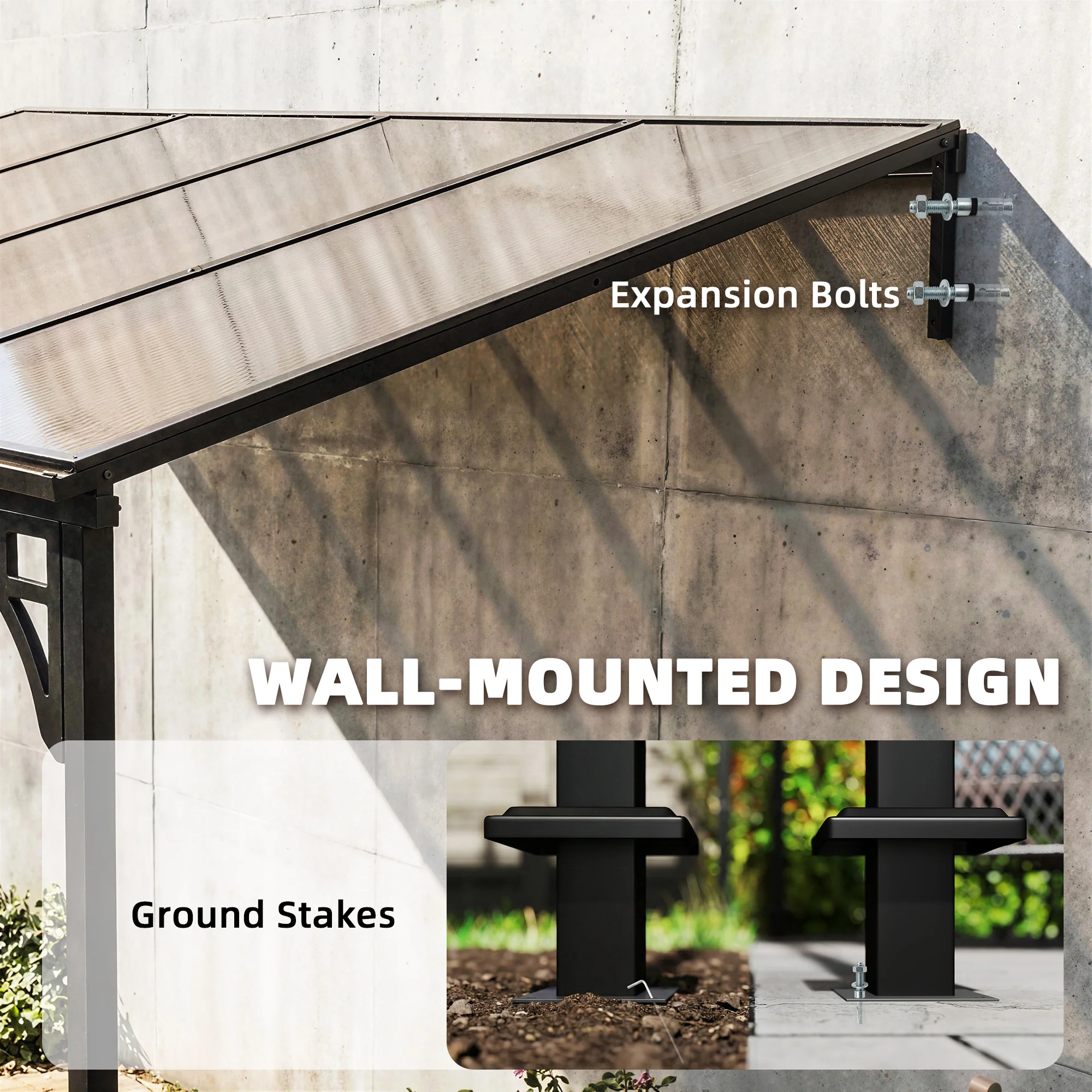 Outsunny 4 x 3 m Metal Lean-to Hardtop Gazebo, Wall-Mounted Pergola - Image 4