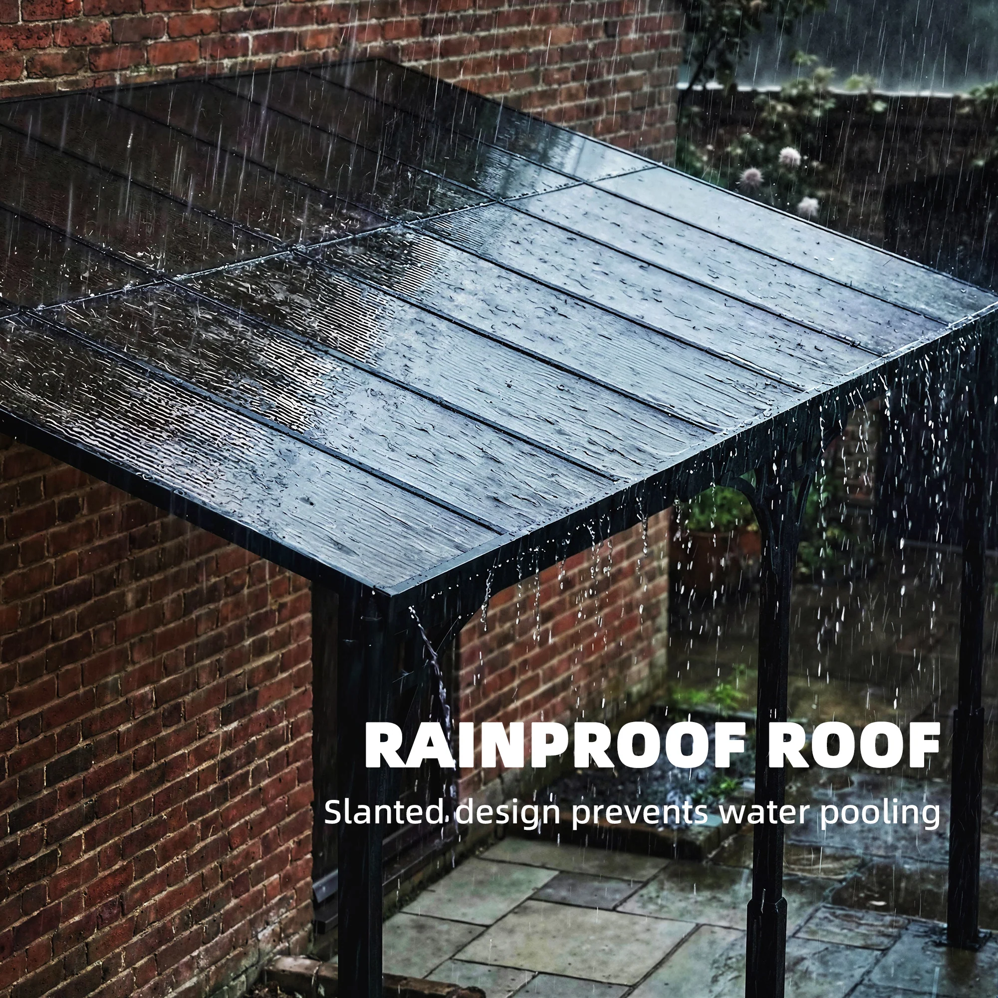 Outsunny 4 x 3 m Metal Lean-to Hardtop Gazebo, Wall-Mounted Pergola - Image 6
