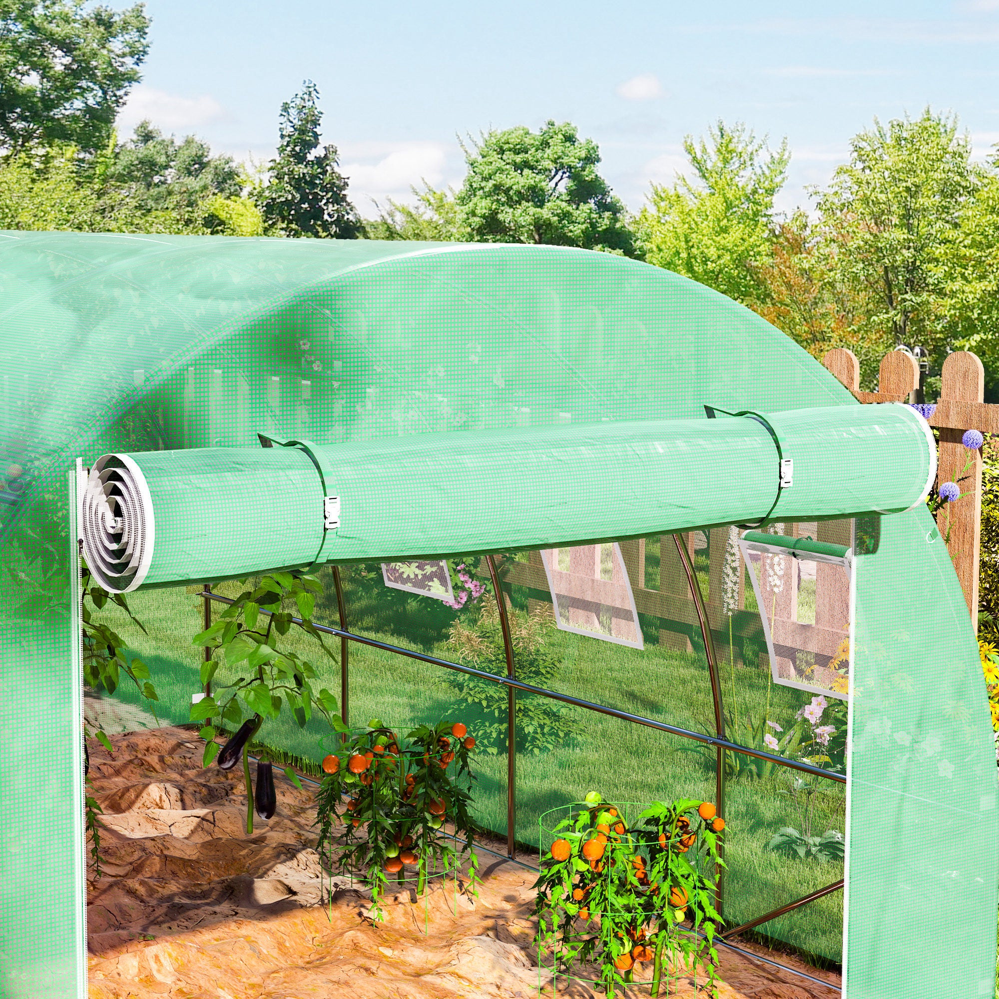 Outsunny 4 X 3 X 2m Greenhouse Replacement Cover ONLY For Tunnel Greenhouse - Image 10