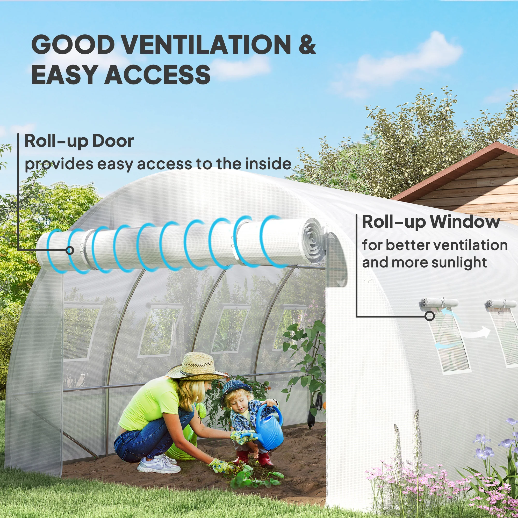 Outsunny 4 X 3 X 2m Greenhouse Replacement Cover ONLY For Tunnel Greenhouse - Image 12