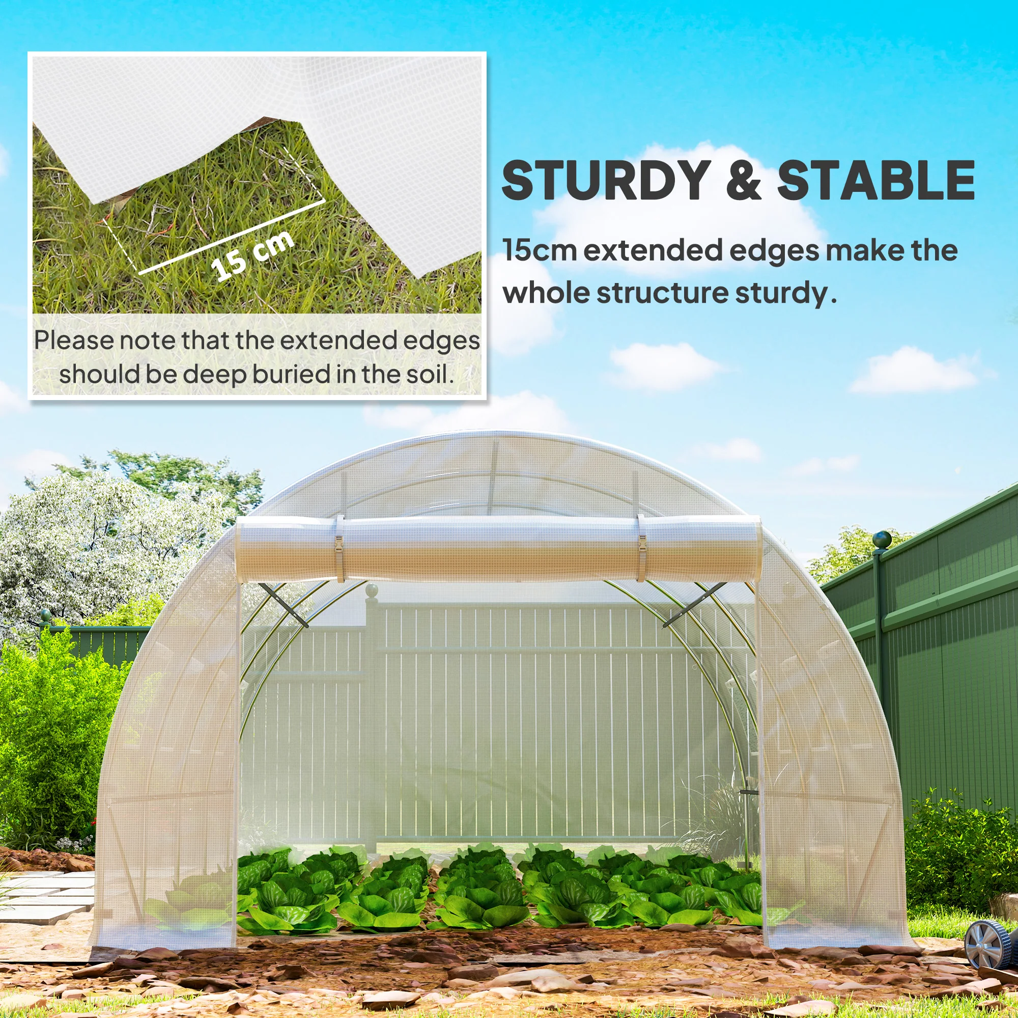 Outsunny 4 X 3 X 2m Greenhouse Replacement Cover ONLY For Tunnel Greenhouse - Image 13