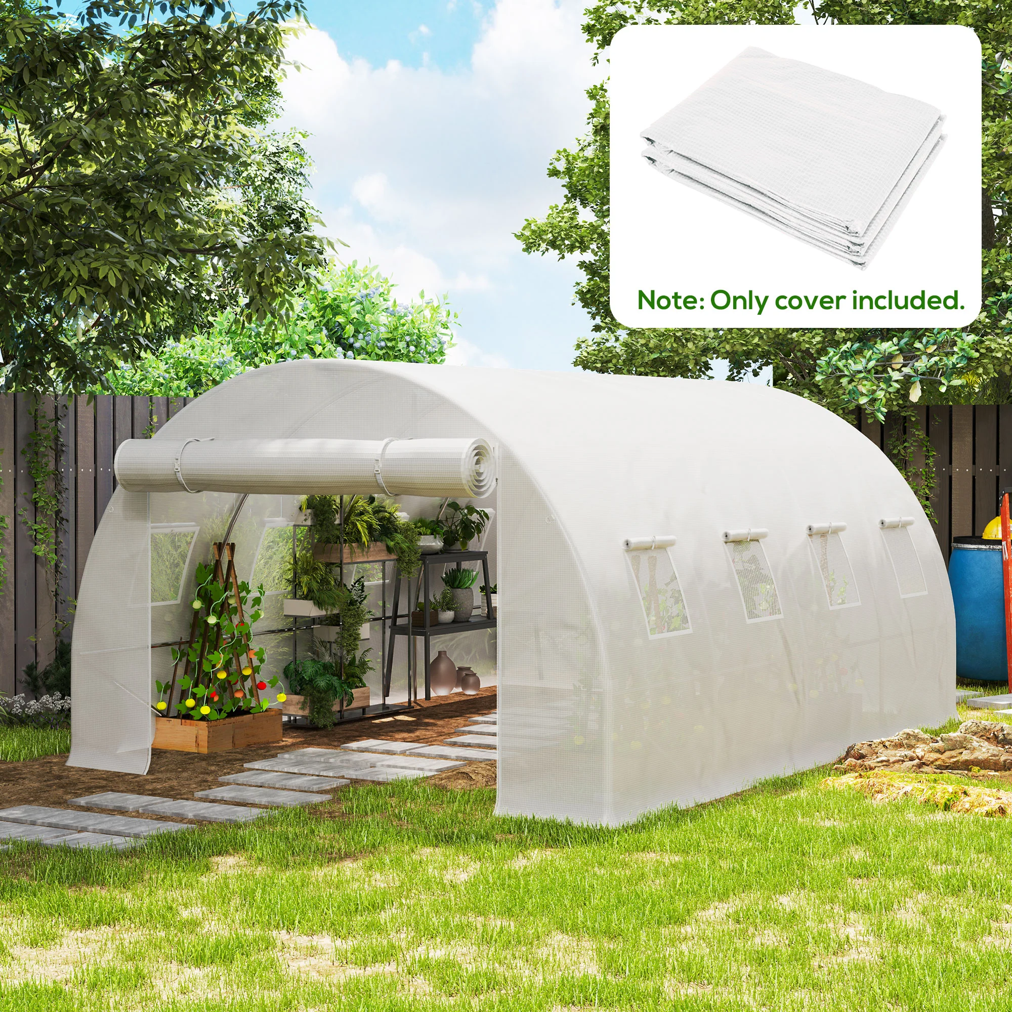 Outsunny 4 X 3 X 2m Greenhouse Replacement Cover ONLY For Tunnel Greenhouse - Image 2