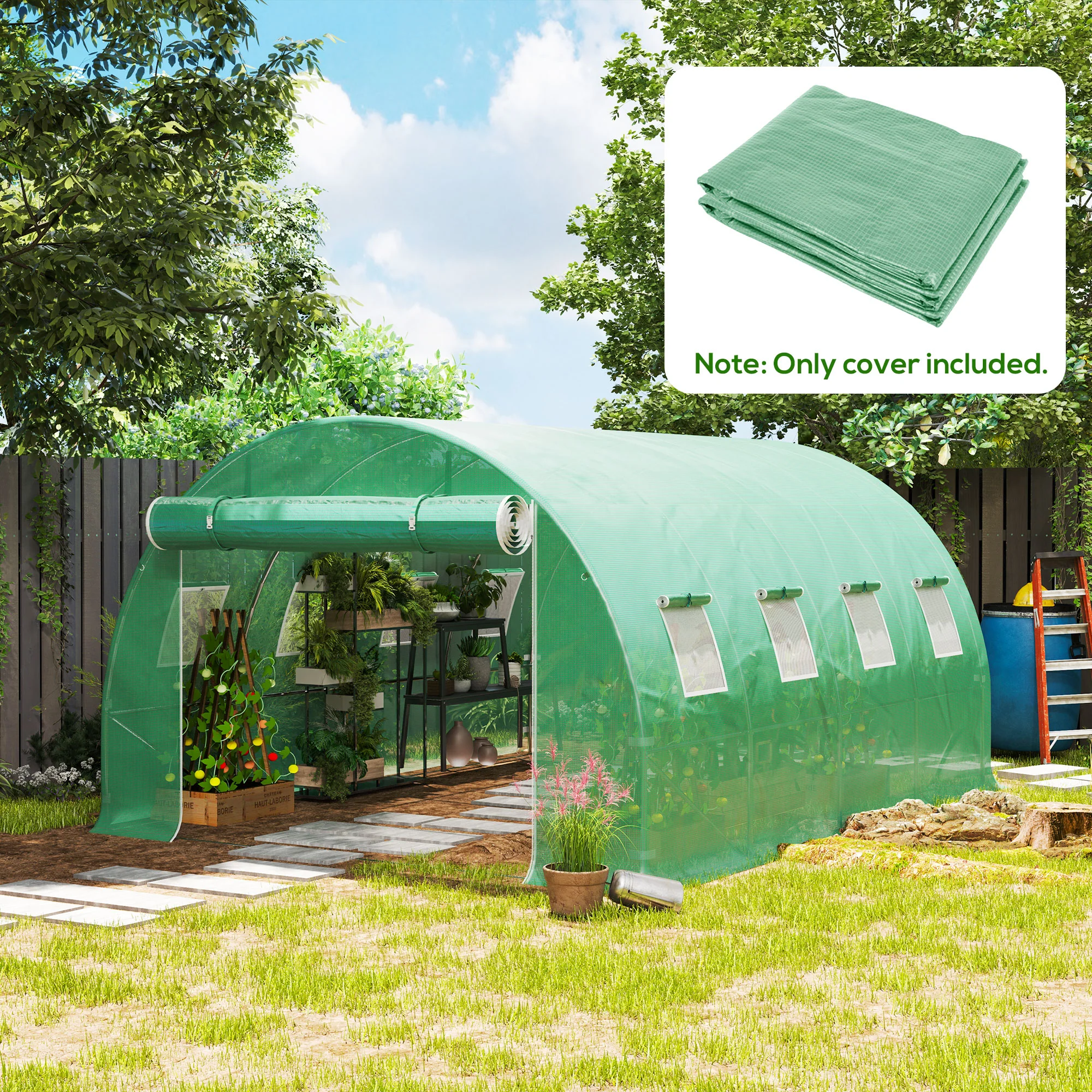 Outsunny 4 X 3 X 2m Greenhouse Replacement Cover ONLY For Tunnel Greenhouse - Image 4