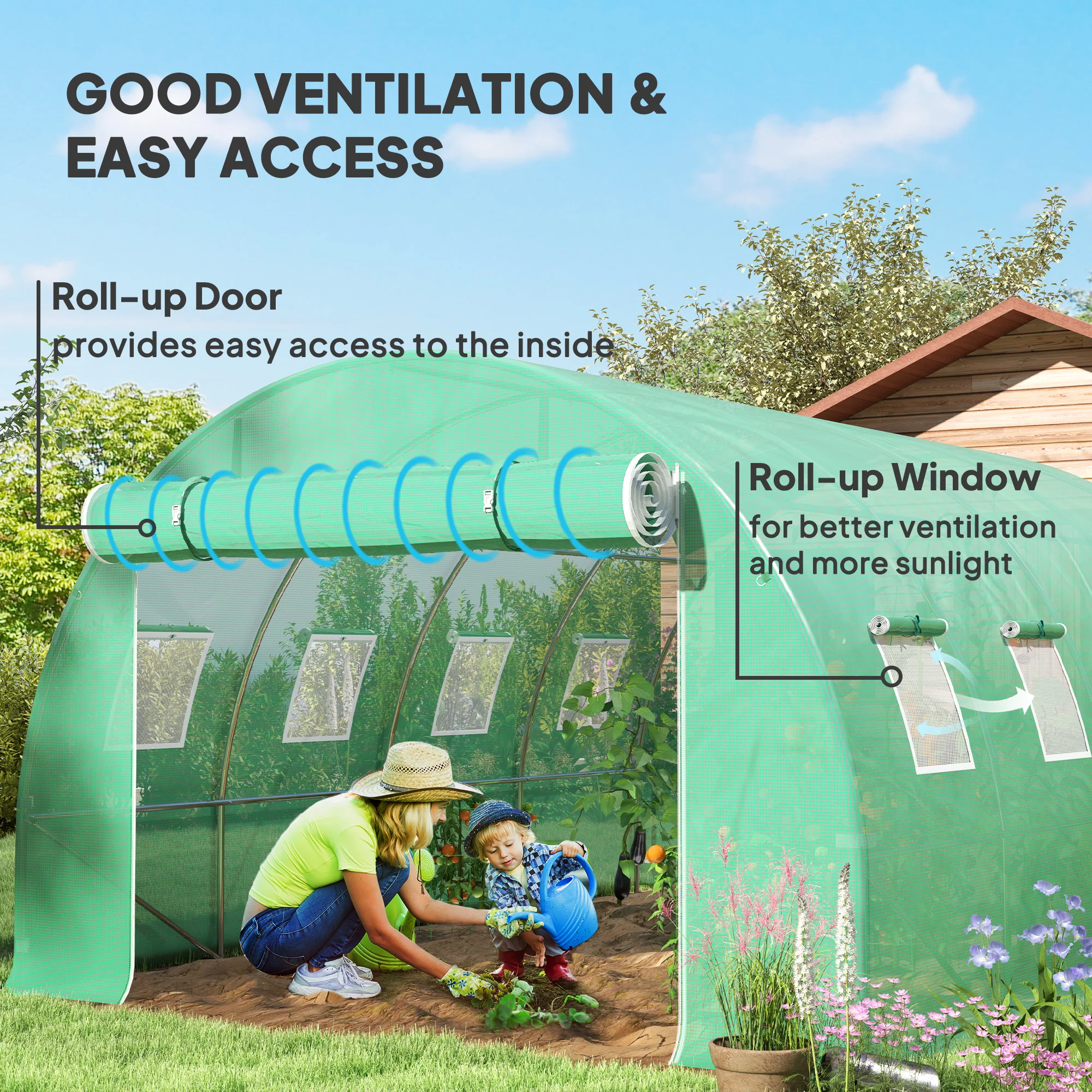 Outsunny 4 X 3 X 2m Greenhouse Replacement Cover ONLY For Tunnel Greenhouse - Image 5