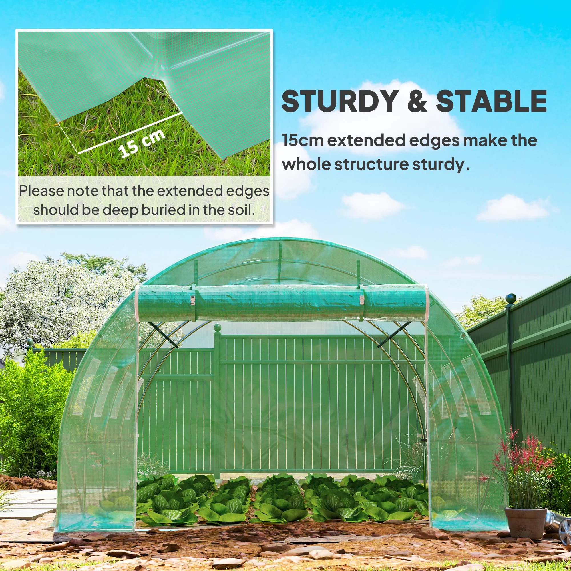 Outsunny 4 X 3 X 2m Greenhouse Replacement Cover ONLY For Tunnel Greenhouse - Image 6