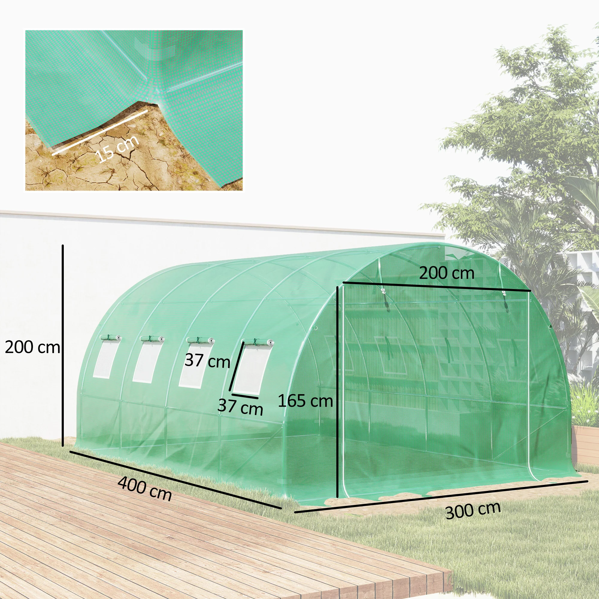 Outsunny 4 X 3 X 2m Greenhouse Replacement Cover ONLY For Tunnel Greenhouse - Image 7