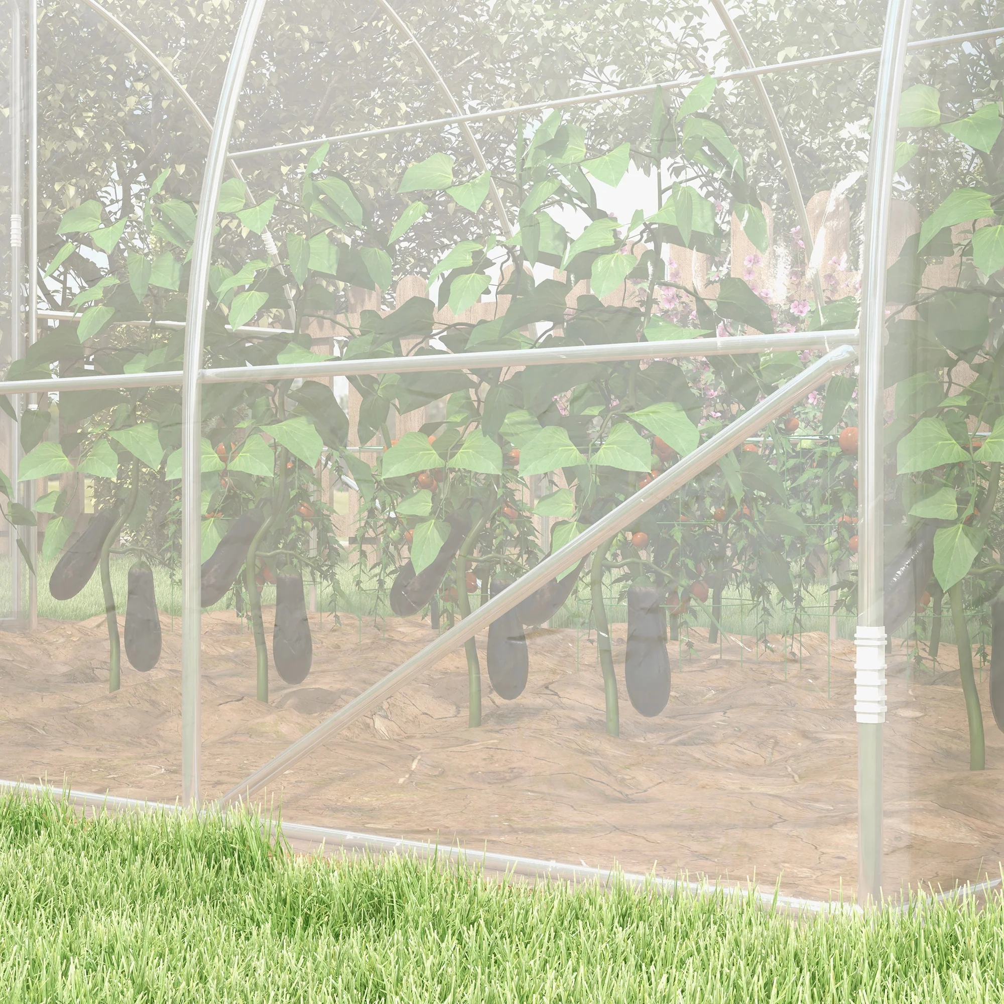 Outsunny 4 x 3 x 2m Polytunnel Greenhouse with Door, Galvanised Steel Frame - Image 8