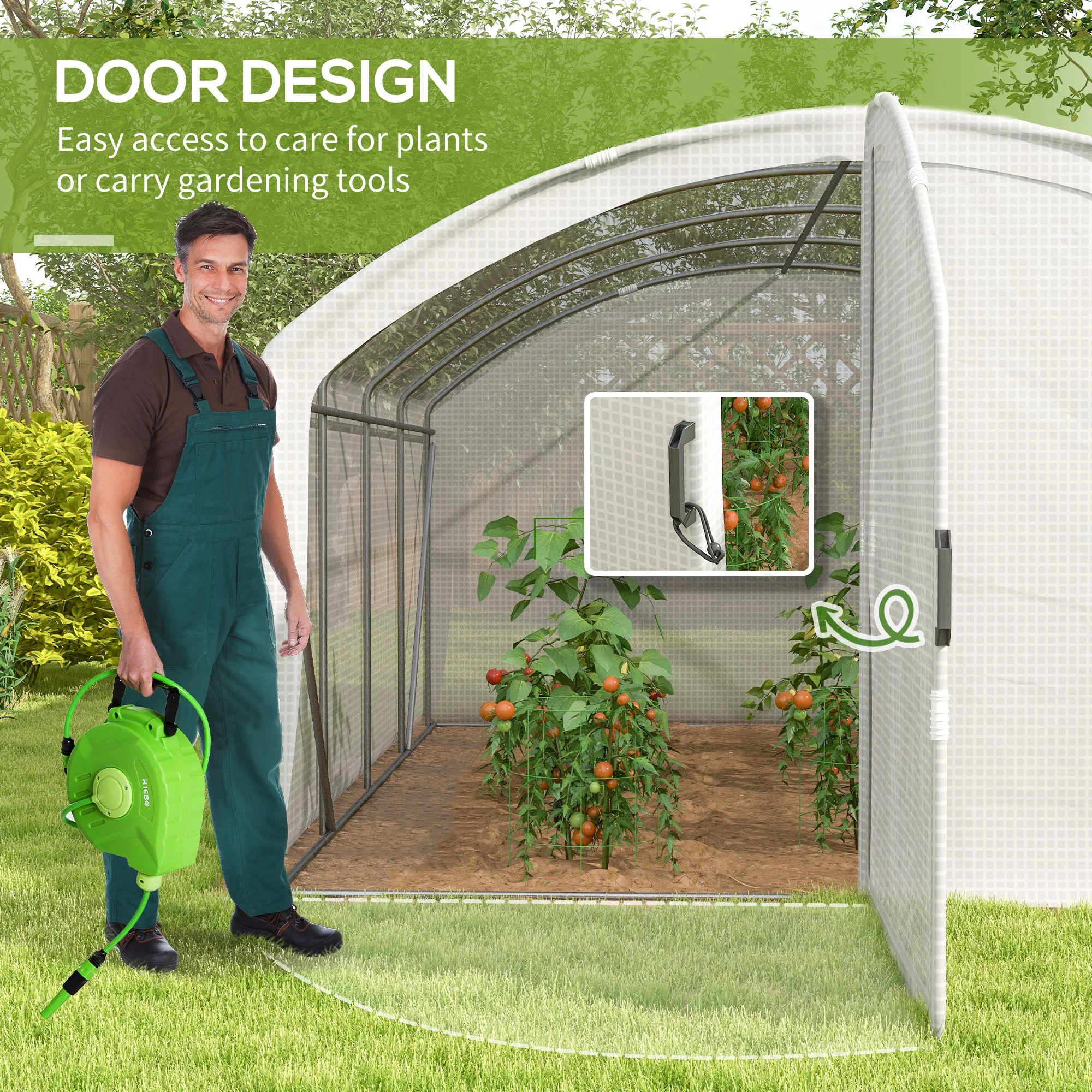 Outsunny 4 x 3 x 2m Polytunnel Greenhouse with Door, UV-resistant PE Cover - Image 4