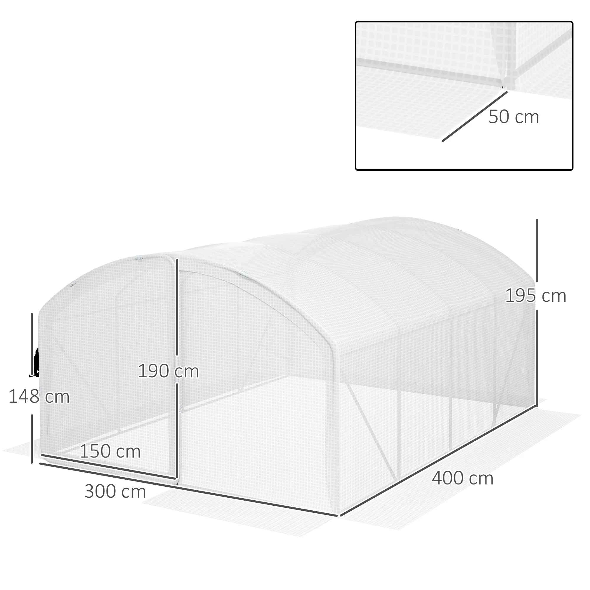 Outsunny 4 x 3 x 2m Polytunnel Greenhouse with Door, UV-resistant PE Cover - Image 5
