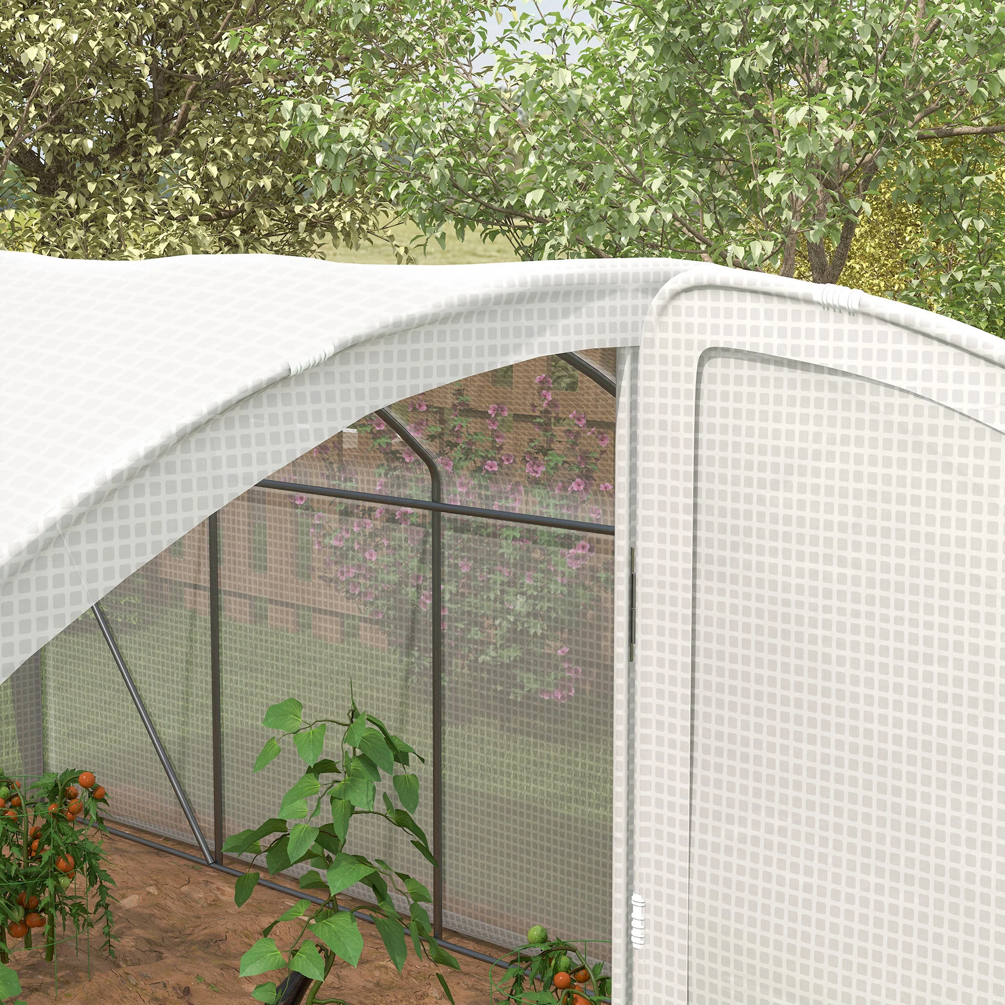 Outsunny 4 x 3 x 2m Polytunnel Greenhouse with Door, UV-resistant PE Cover - Image 8