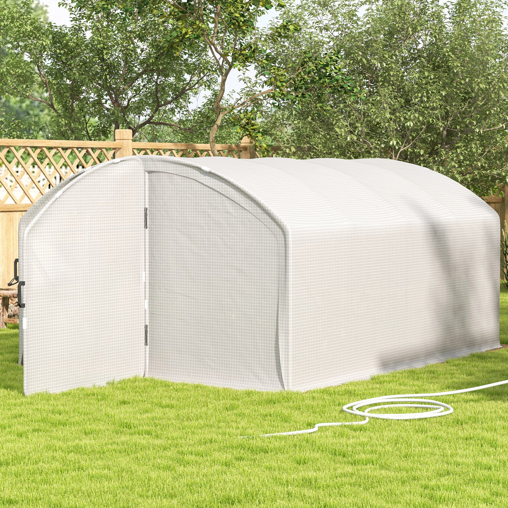 Outsunny 4 x 3 x 2m Polytunnel Greenhouse with Door, UV-resistant PE Cover - Image 9
