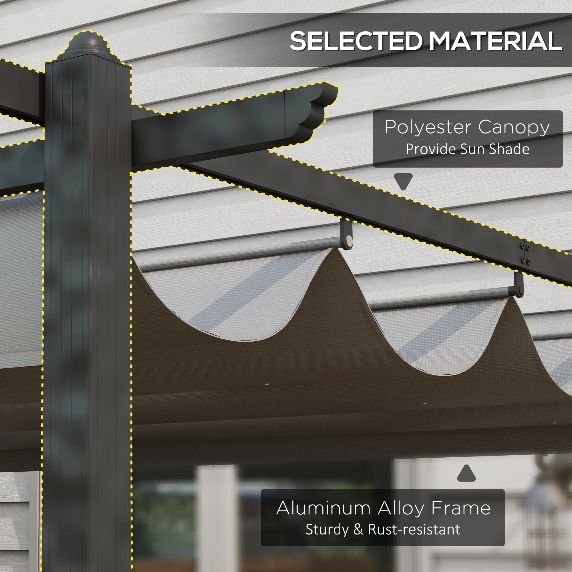 Outsunny 4 x 3(m) Aluminium Pergola Gazebo Garden Shelter w/ Retractable Roof - Image 3