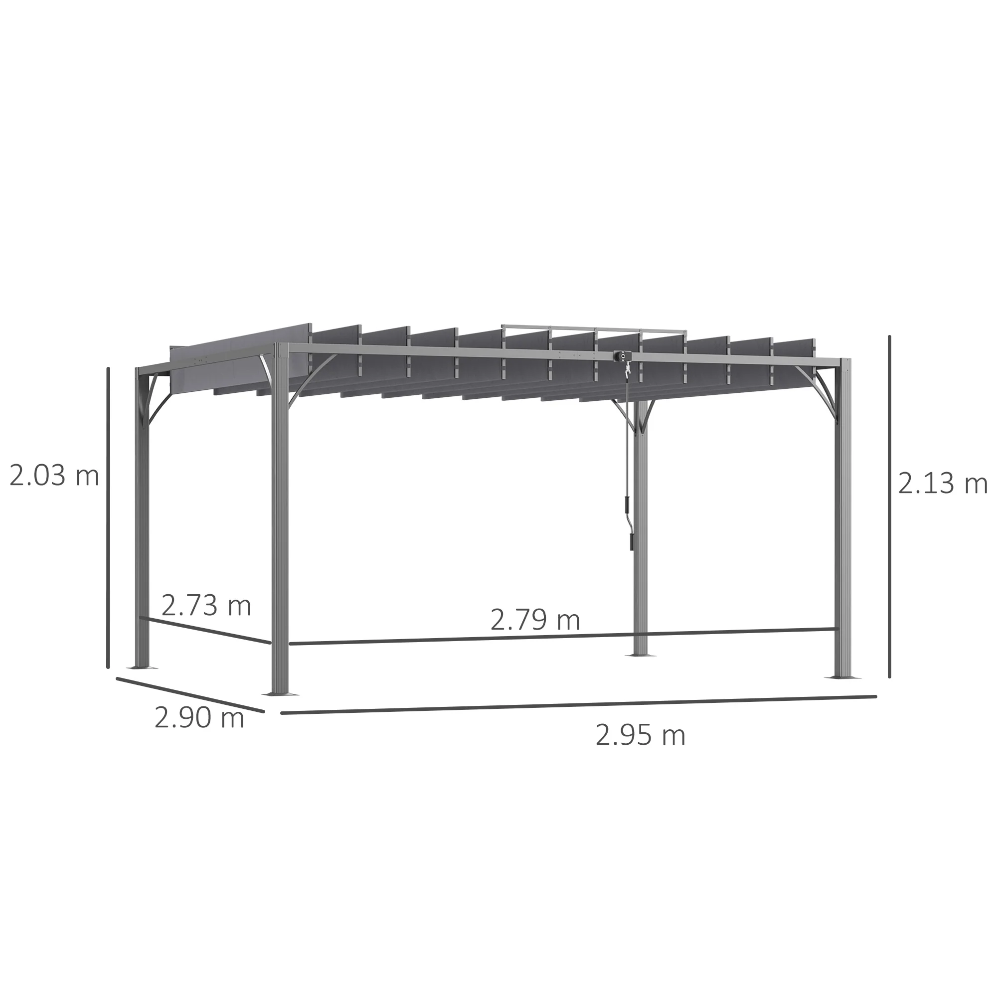 Outsunny 4 x 3(m) Outdoor Louvered Metal Pergola with Retractable Roof, Grey - Image 5