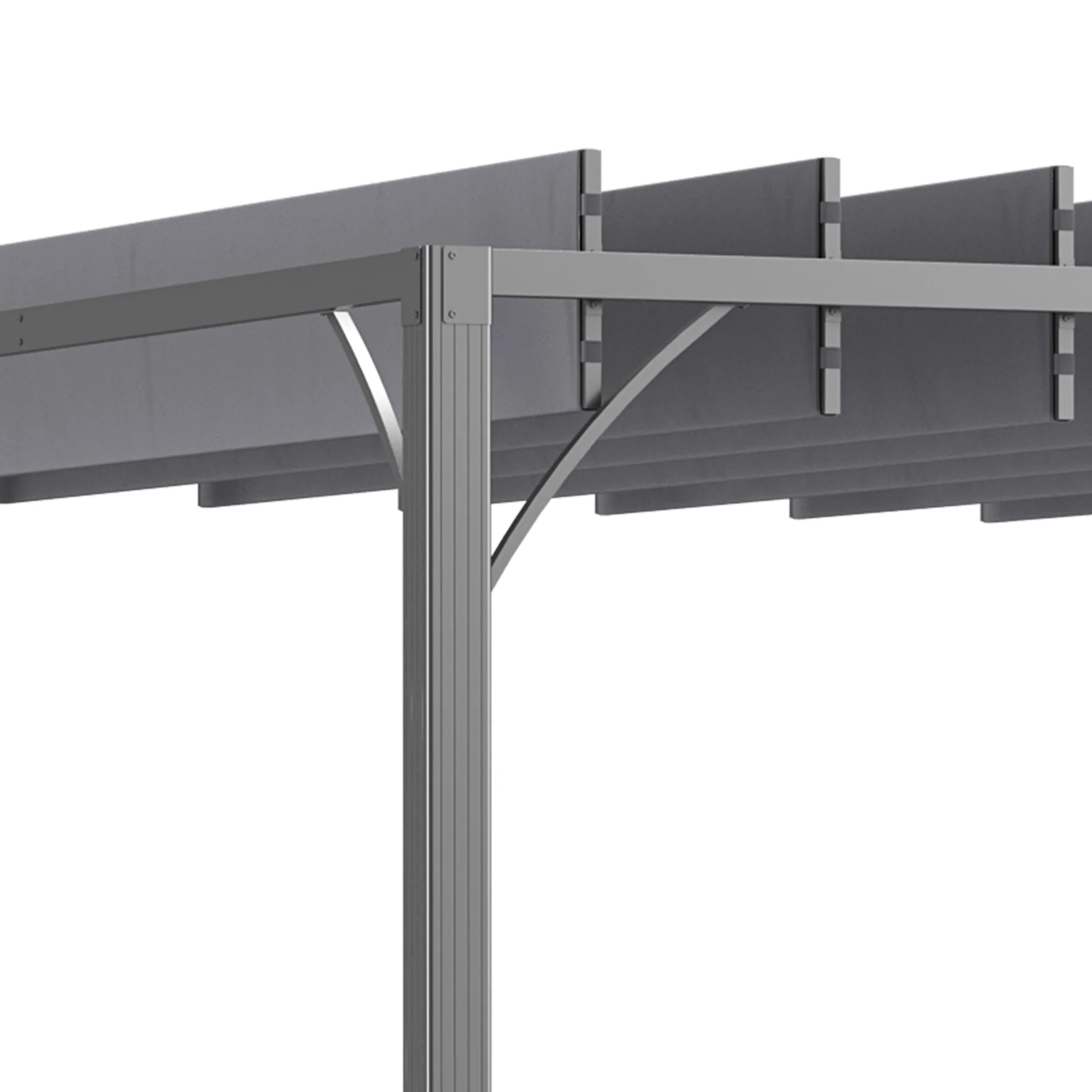 Outsunny 4 x 3(m) Outdoor Louvered Metal Pergola with Retractable Roof, Grey - Image 8