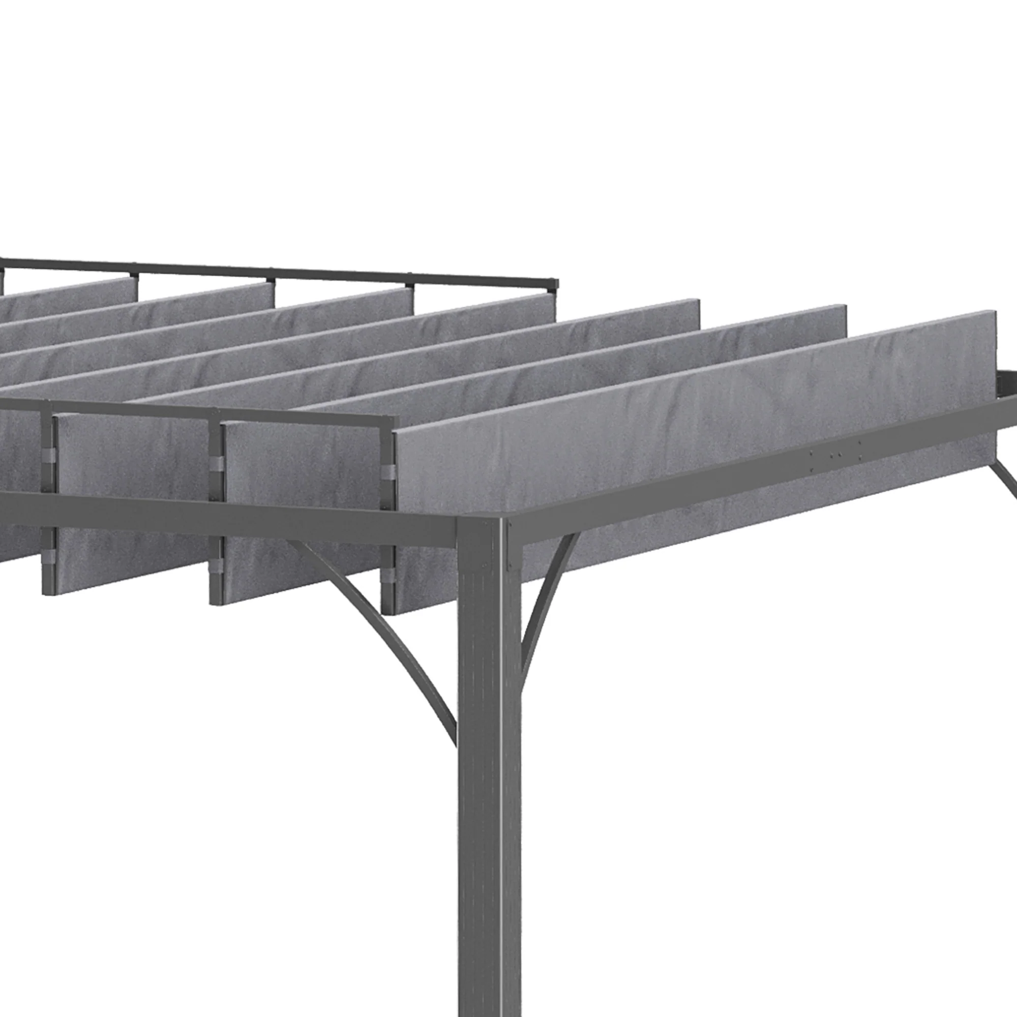 Outsunny 4 x 3(m) Outdoor Louvered Metal Pergola with Retractable Roof, Grey - Image 9