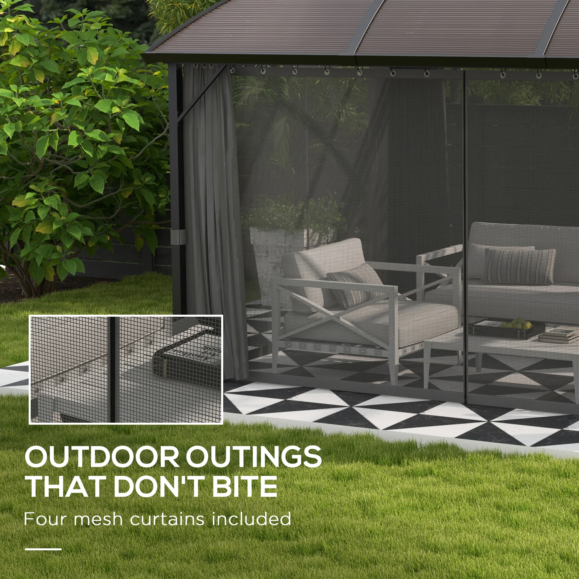 Outsunny 4 X 3(m) Polycarbonate Gazebo For Lawn, Yard, Patio, Deck - Image 4