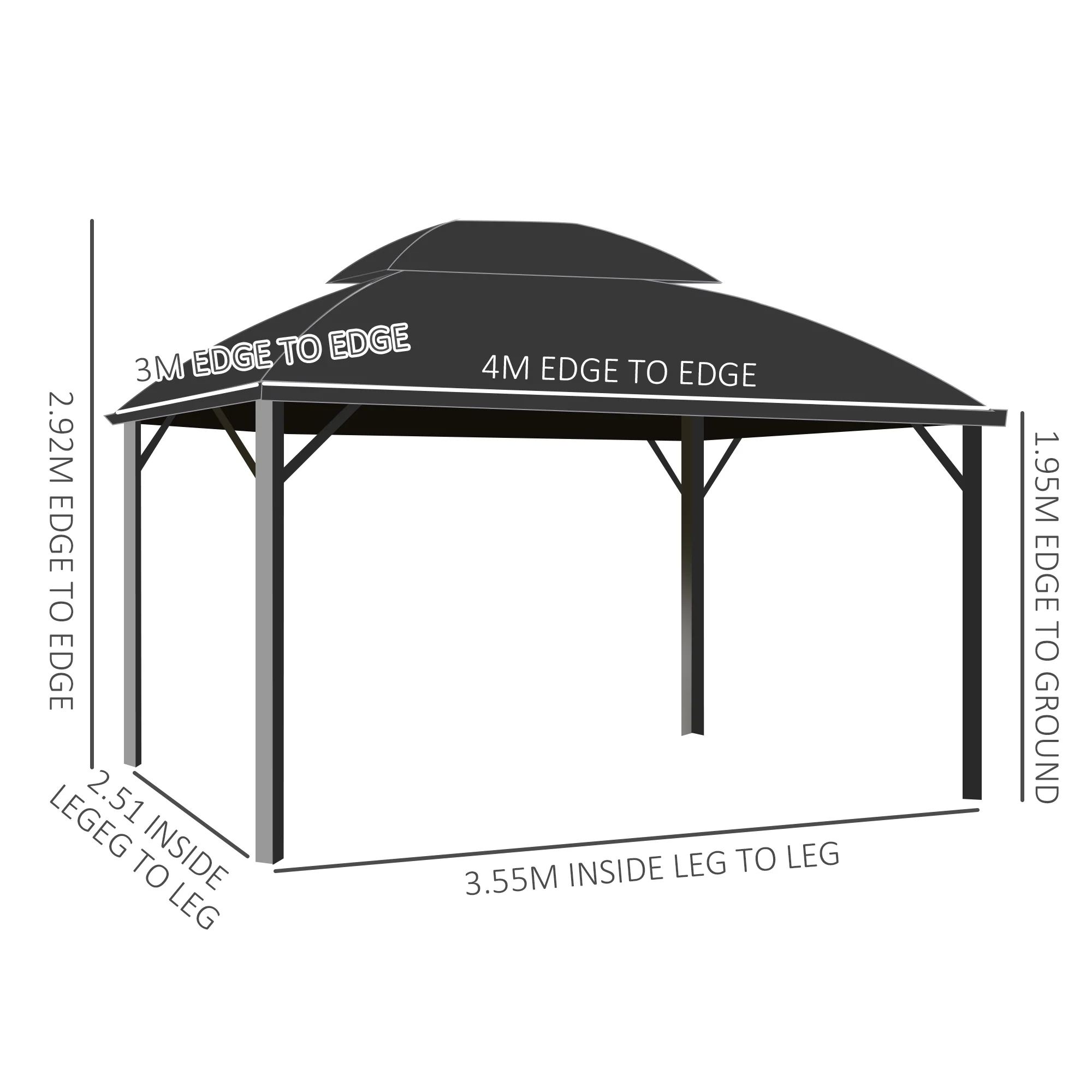 Outsunny 4 X 3(m) Polycarbonate Gazebo For Lawn, Yard, Patio, Deck - Image 5
