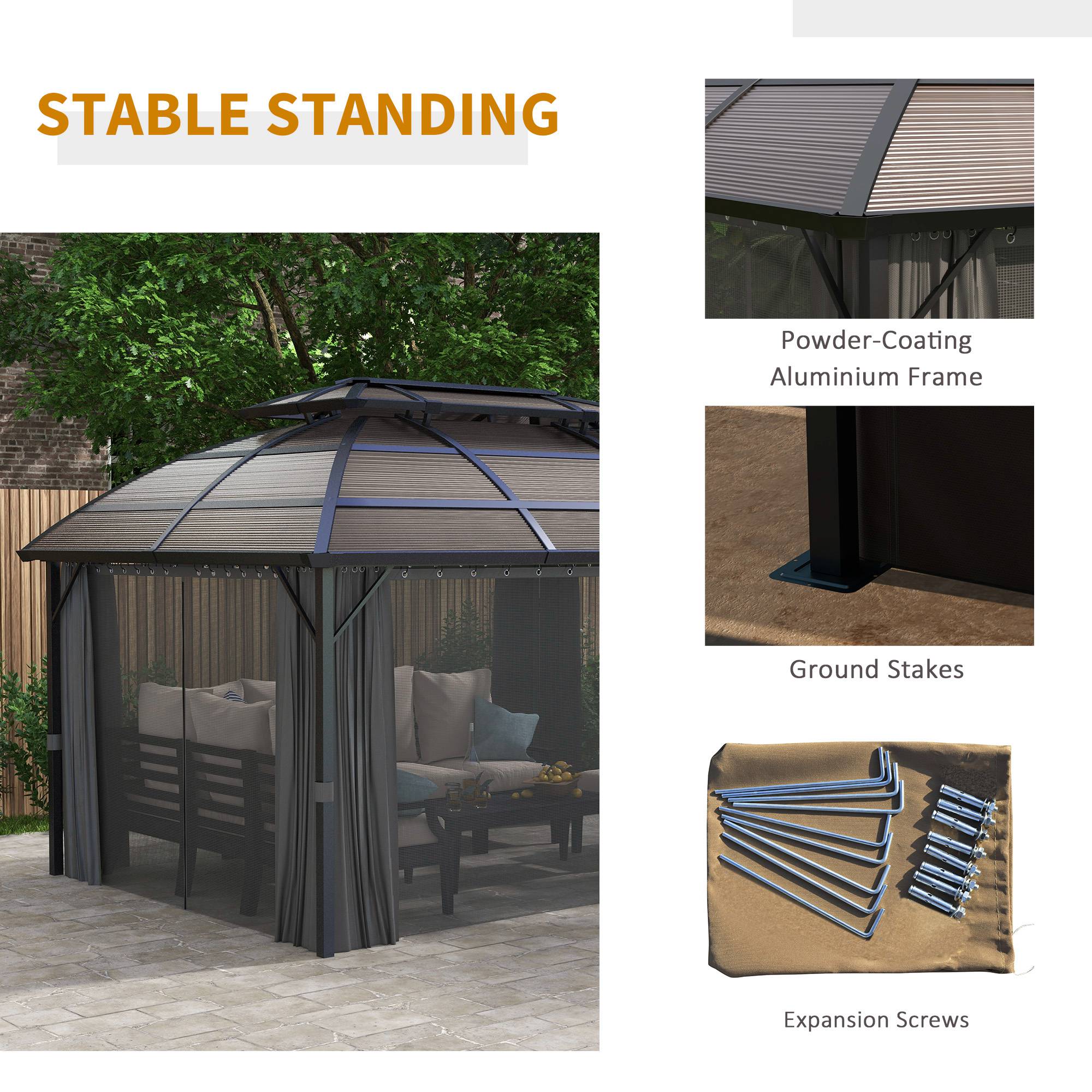 Outsunny 4 X 3(m) Polycarbonate Gazebo For Lawn, Yard, Patio, Deck - Image 7