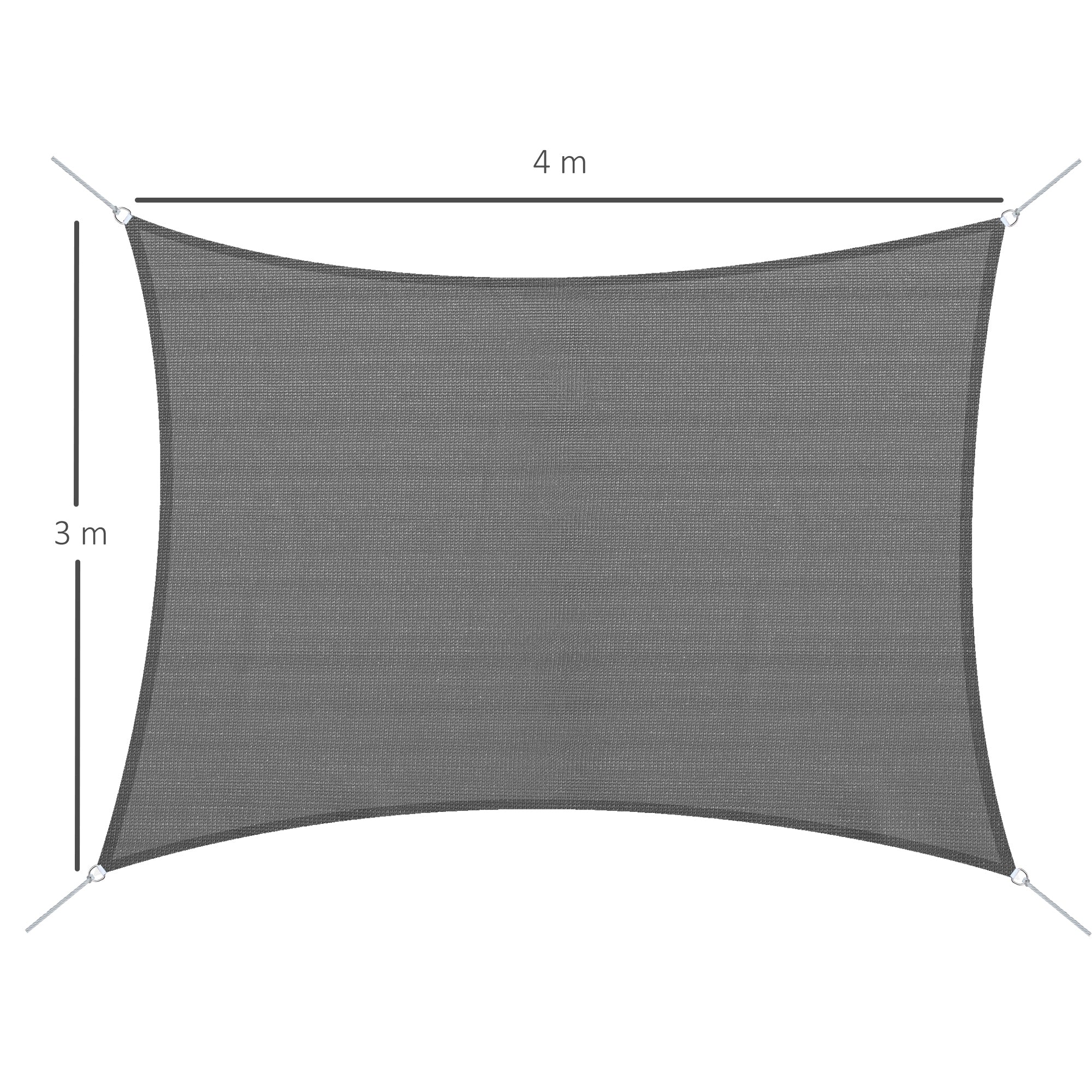 Outsunny 4 x 3m Sun Shade Sail Rectangle Canopy Outdoor Sunscreen Awning with Mounting Ropes for Garden, Patio, Party, UV Protection, Charcoal Grey - Image 2