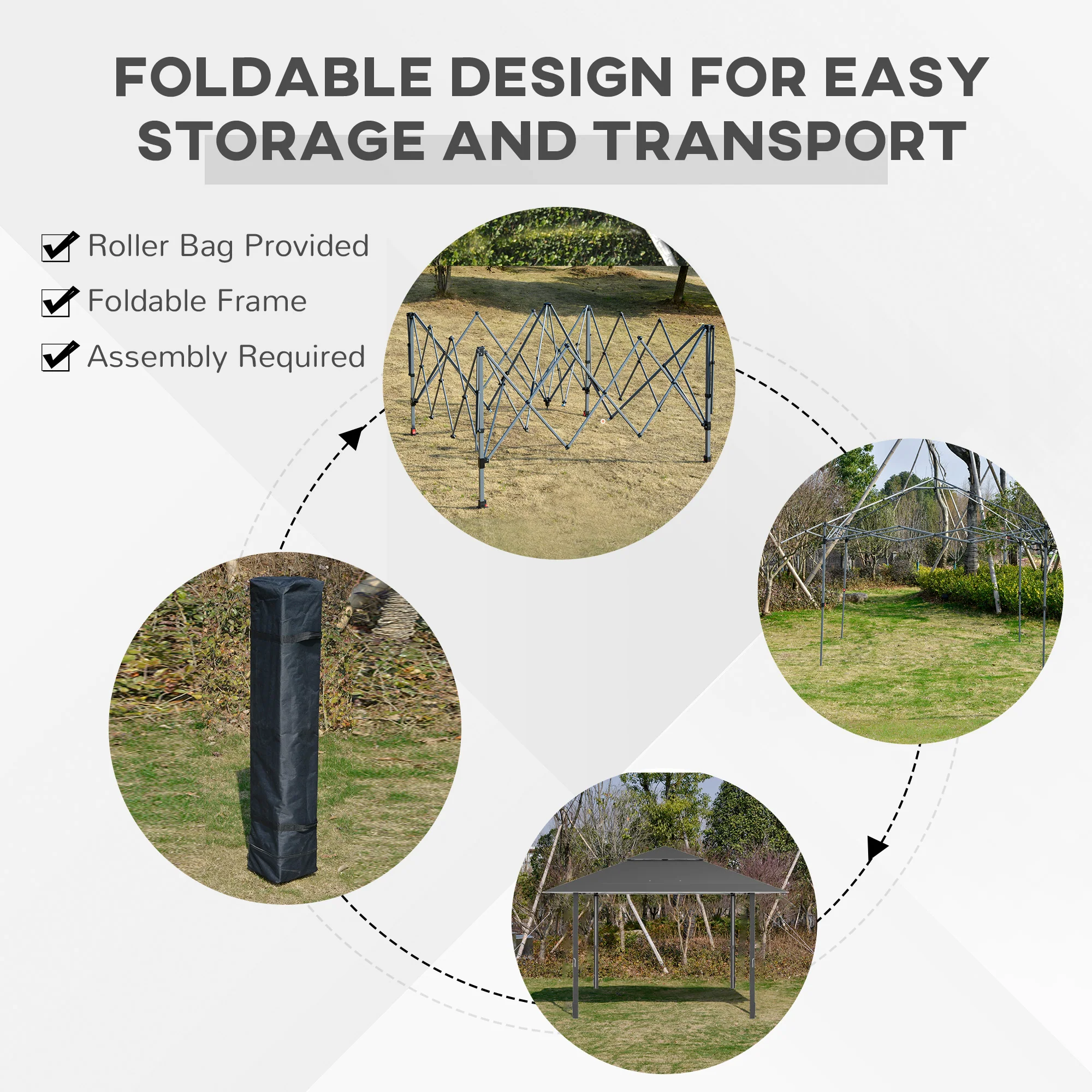 Outsunny 4 x 4m Outdoor Pop-Up Canopy Tent Gazebo Adjustable Legs Bag Dark Grey - Image 6