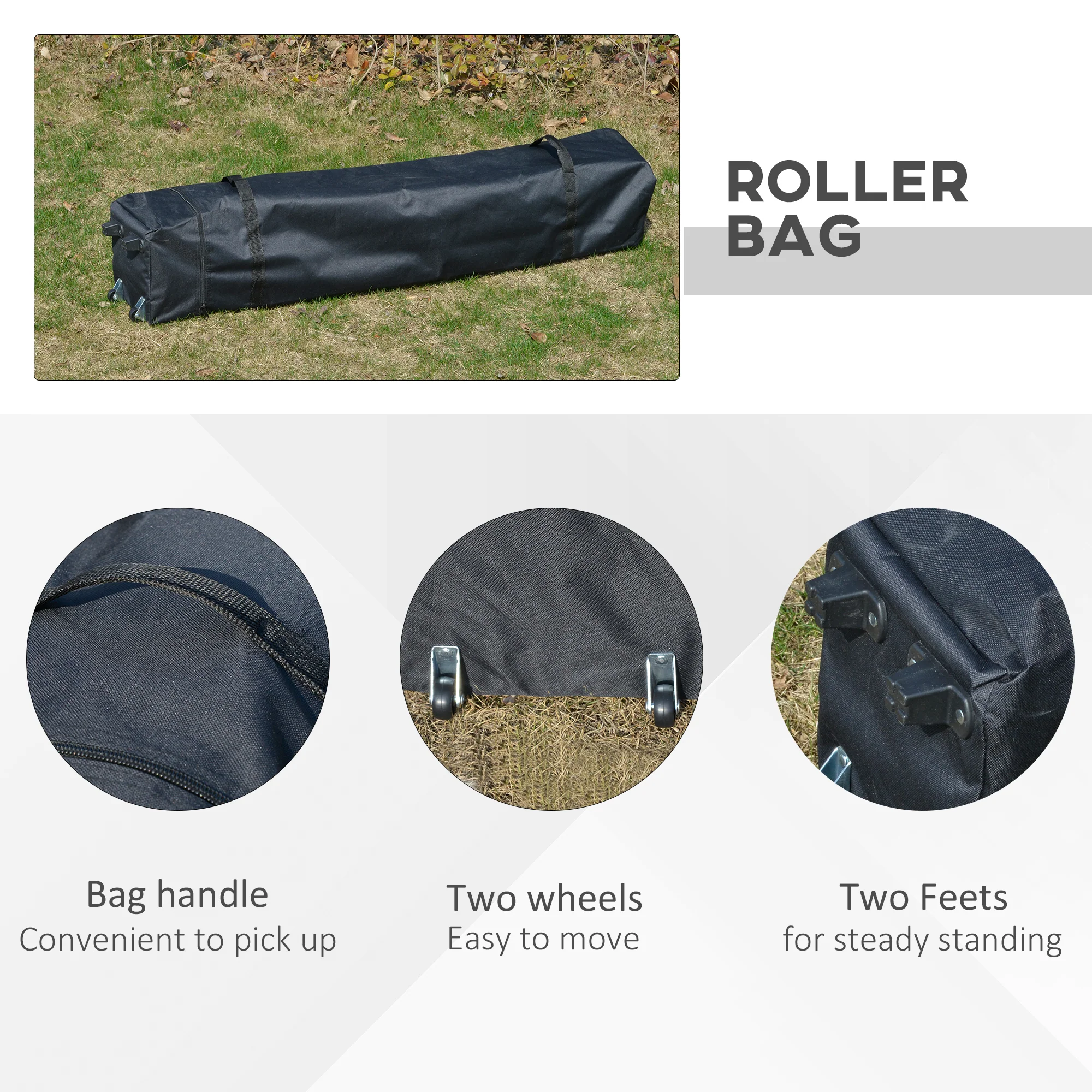 Outsunny 4 x 4m Outdoor Pop-Up Canopy Tent Gazebo Adjustable Legs Bag Dark Grey - Image 8