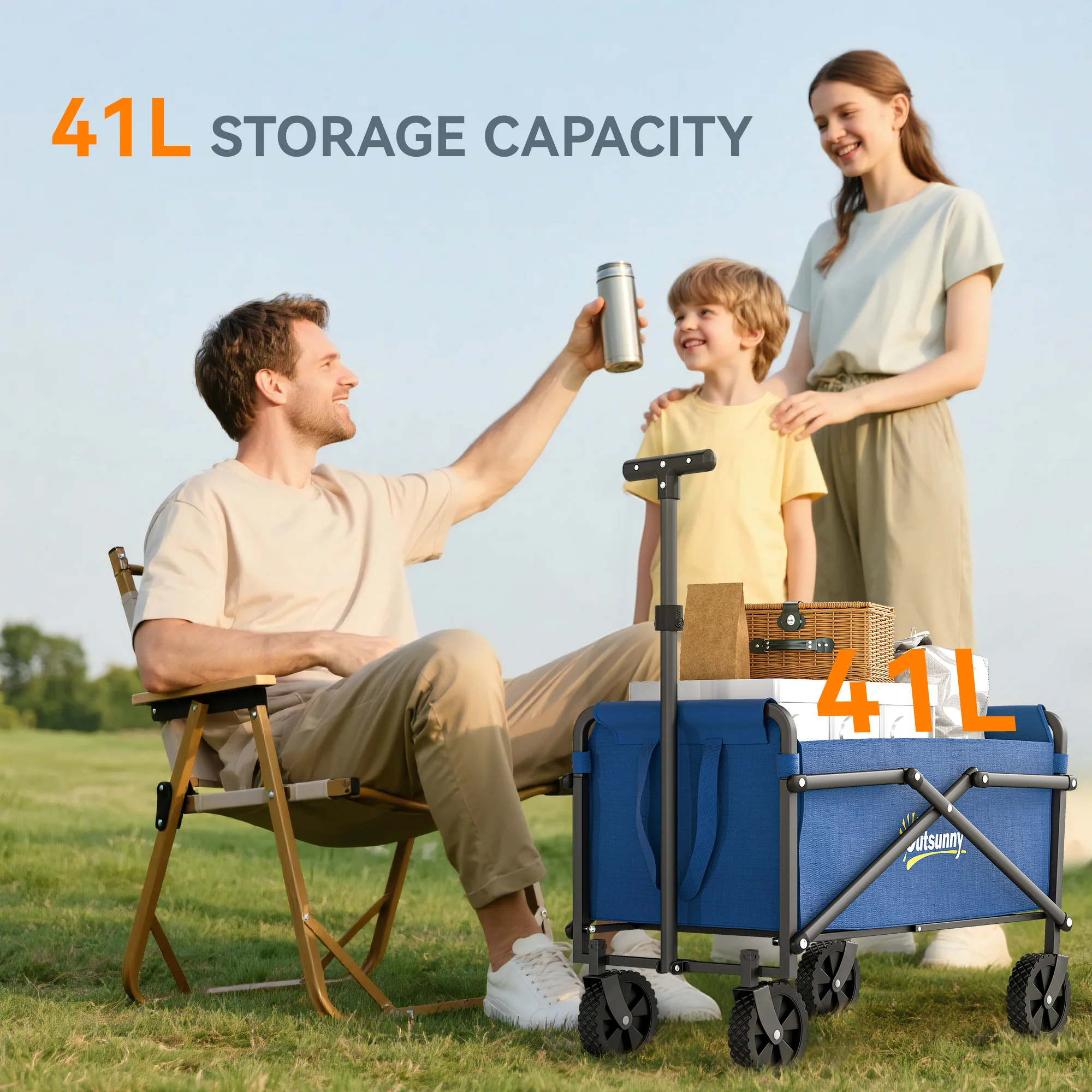 Outsunny 41L Festival Trolley, 60kg Heavy Duty Folding Trolley Cart - Image 12