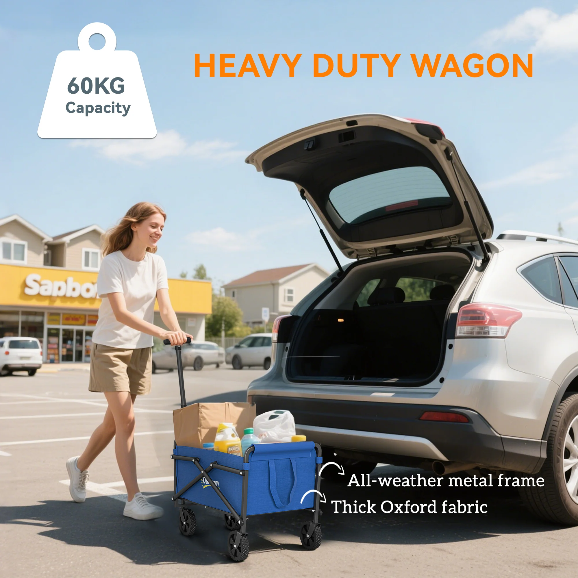 Outsunny 41L Festival Trolley, 60kg Heavy Duty Folding Trolley Cart - Image 13
