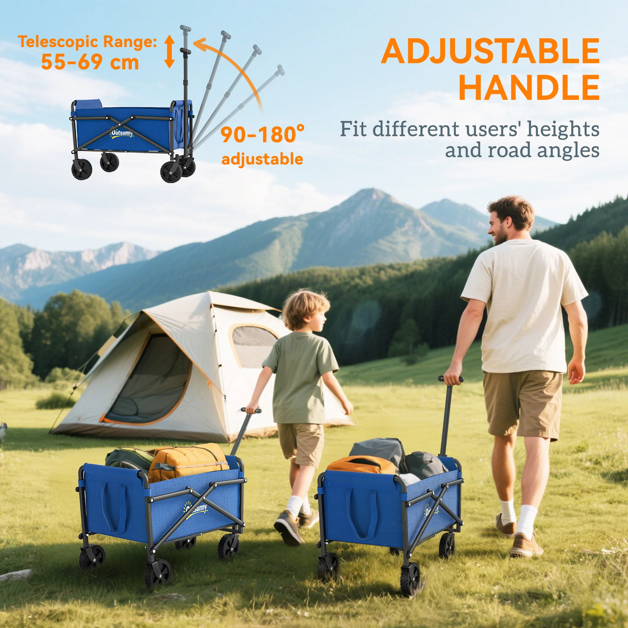 Outsunny 41L Festival Trolley, 60kg Heavy Duty Folding Trolley Cart - Image 17