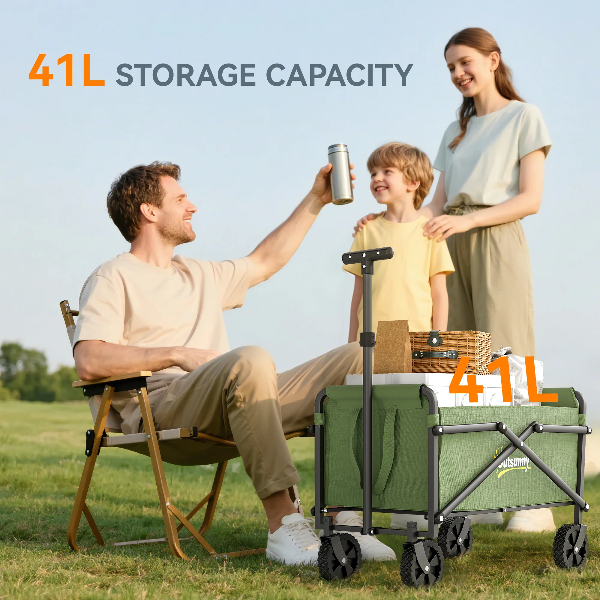 Outsunny 41L Festival Trolley, 60kg Heavy Duty Folding Trolley Cart - Image 21