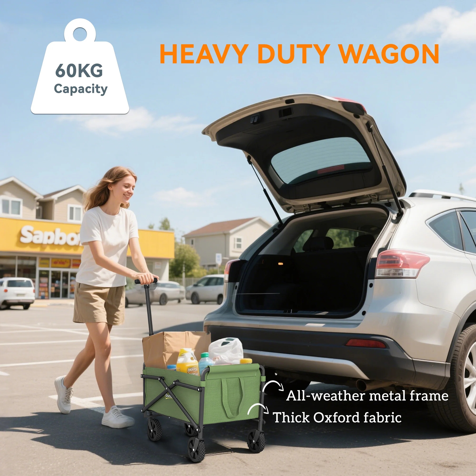 Outsunny 41L Festival Trolley, 60kg Heavy Duty Folding Trolley Cart - Image 22